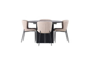 Venture Home Matilda spisebord φ130 - Black / Black MDF with veneer +Modesto Spisebordsstol - Beige / Beige Boucle _4