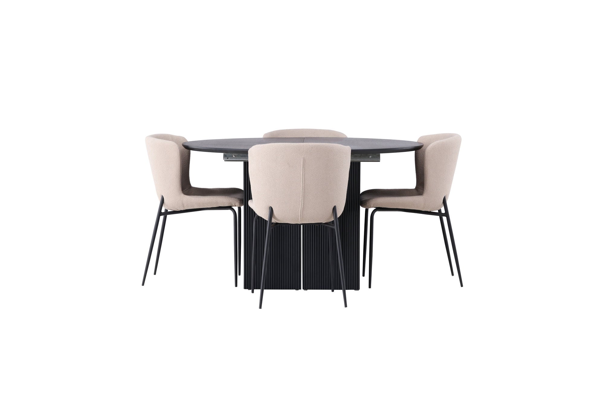 Venture Home Matilda spisebord φ130 - Black / Black MDF with veneer +Modesto Spisebordsstol - Beige / Beige Boucle _4