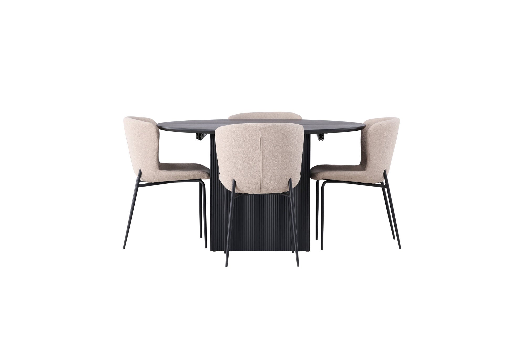 Venture Home Matilda spisebord φ130 - Black / Black MDF with veneer +Modesto Spisebordsstol - Beige / Beige Boucle _4