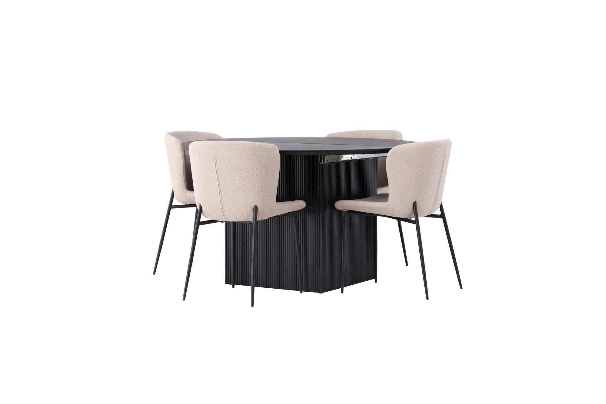Venture Home Matilda spisebord φ130 - Black / Black MDF with veneer +Modesto Spisebordsstol - Beige / Beige Boucle _4