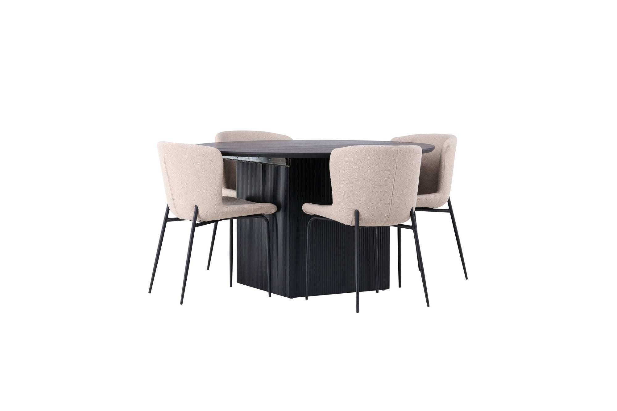 Venture Home Matilda spisebord φ130 - Black / Black MDF with veneer +Modesto Spisebordsstol - Beige / Beige Boucle _4
