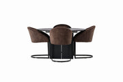 Venture Home Matilda spisebord φ130 - Black / Black MDF with veneer +Evening Spisebordsstol - Matte brown / Brown Fabric _4