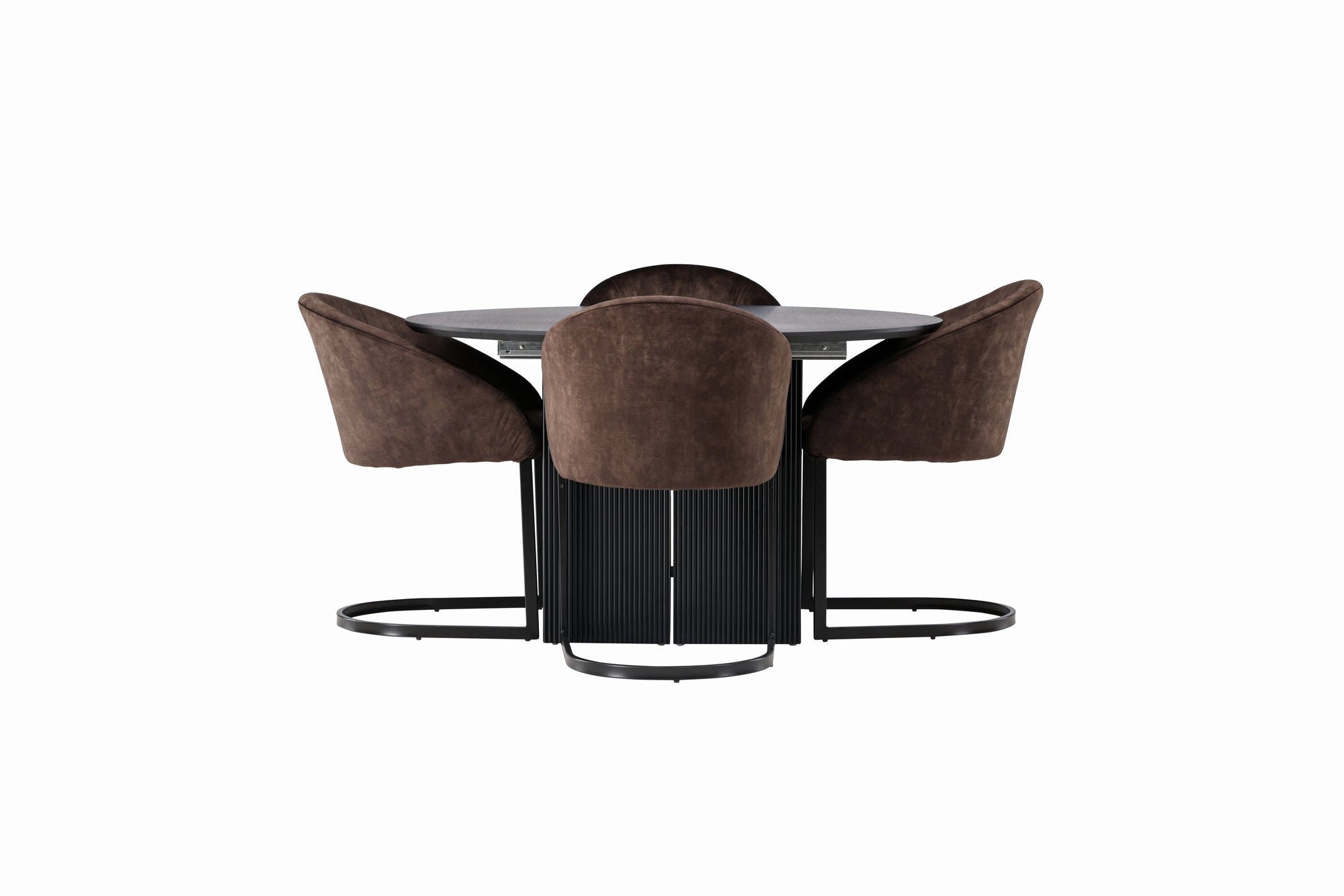 Venture Home Matilda spisebord φ130 - Black / Black MDF with veneer +Evening Spisebordsstol - Matte brown / Brown Fabric _4