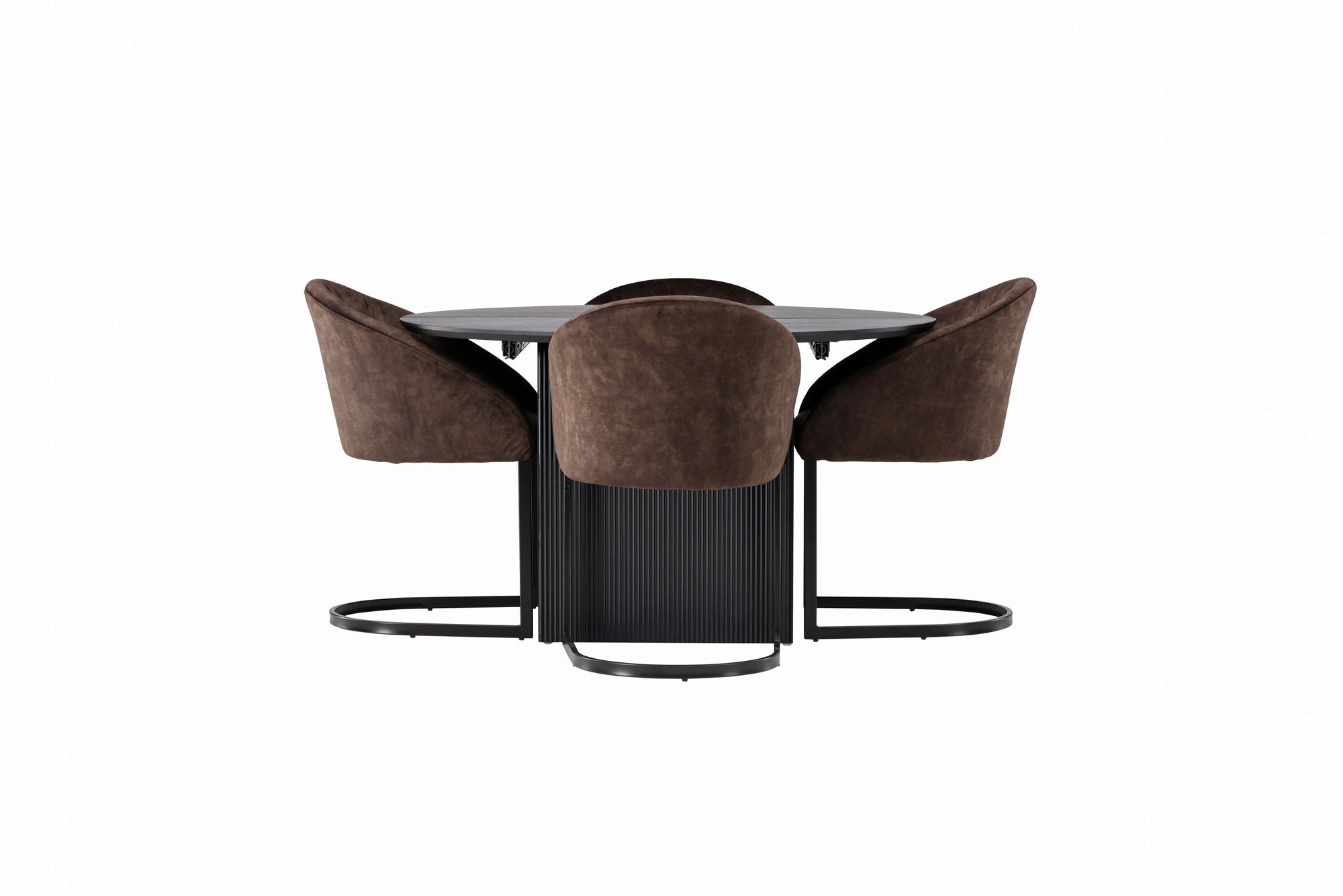 Venture Home Matilda spisebord φ130 - Black / Black MDF with veneer +Evening Spisebordsstol - Matte brown / Brown Fabric _4
