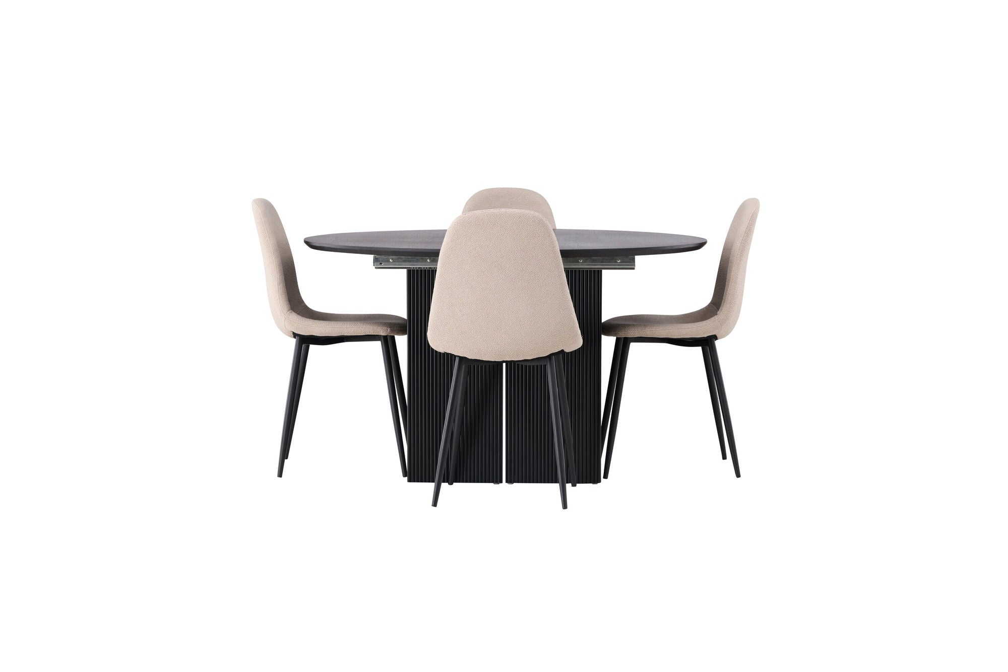 Venture Home Matilda spisebord φ130 - Black / Black MDF with veneer +Polar Spisebordsstol - Black / Beige Boucle _4