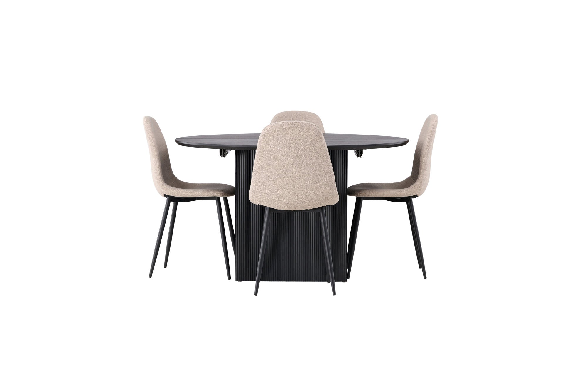 Venture Home Matilda spisebord φ130 - Black / Black MDF with veneer +Polar Spisebordsstol - Black / Beige Boucle _4