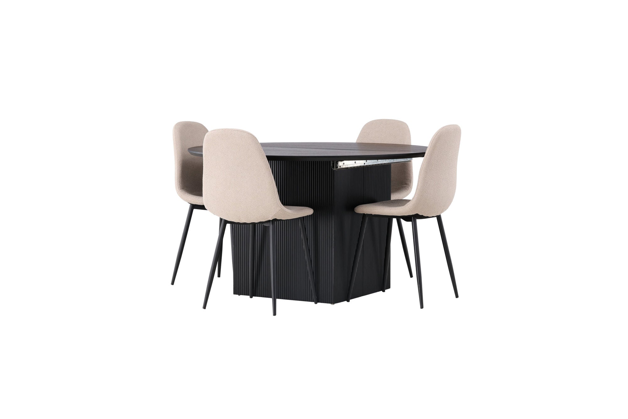 Venture Home Matilda spisebord φ130 - Black / Black MDF with veneer +Polar Spisebordsstol - Black / Beige Boucle _4