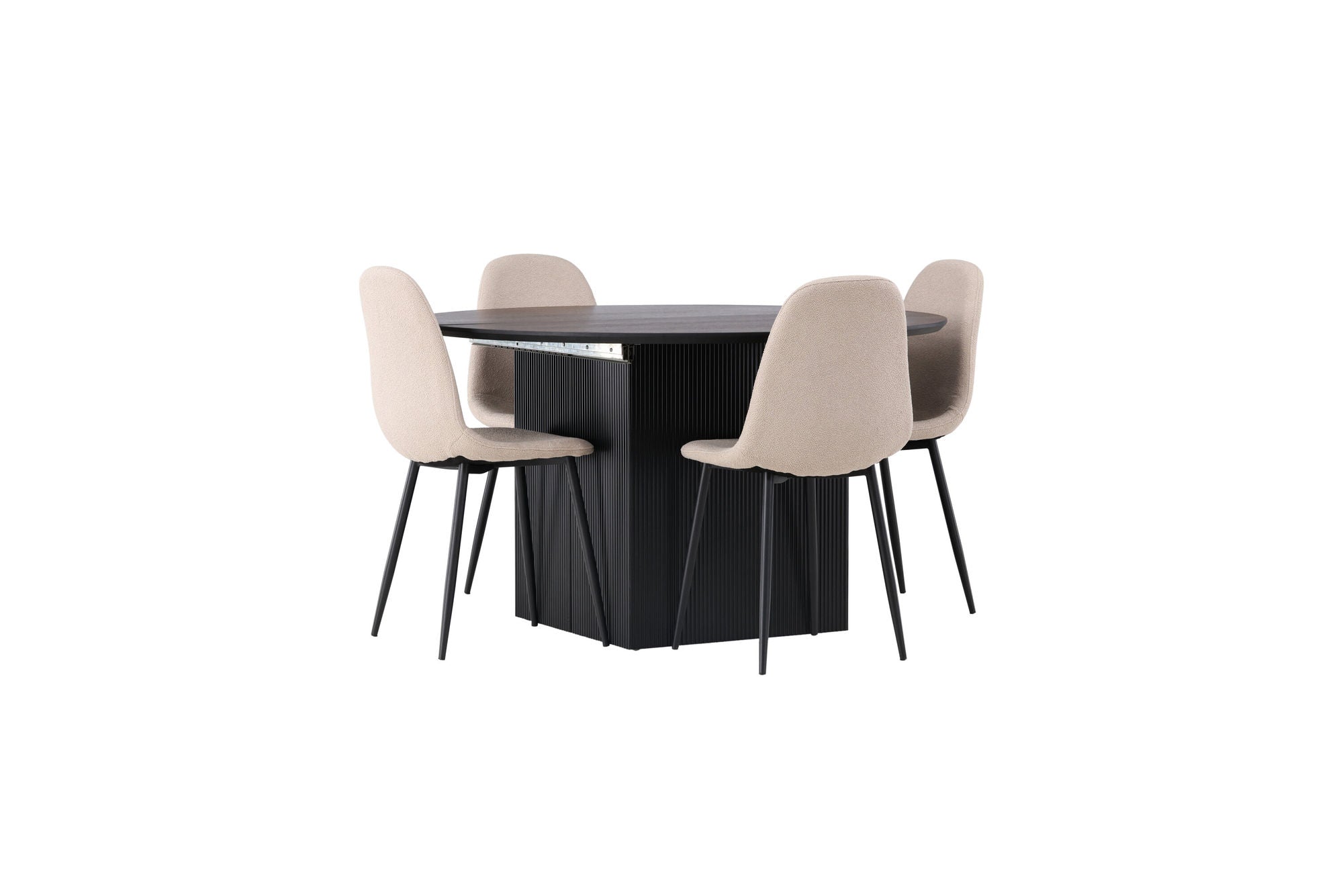 Venture Home Matilda spisebord φ130 - Black / Black MDF with veneer +Polar Spisebordsstol - Black / Beige Boucle _4