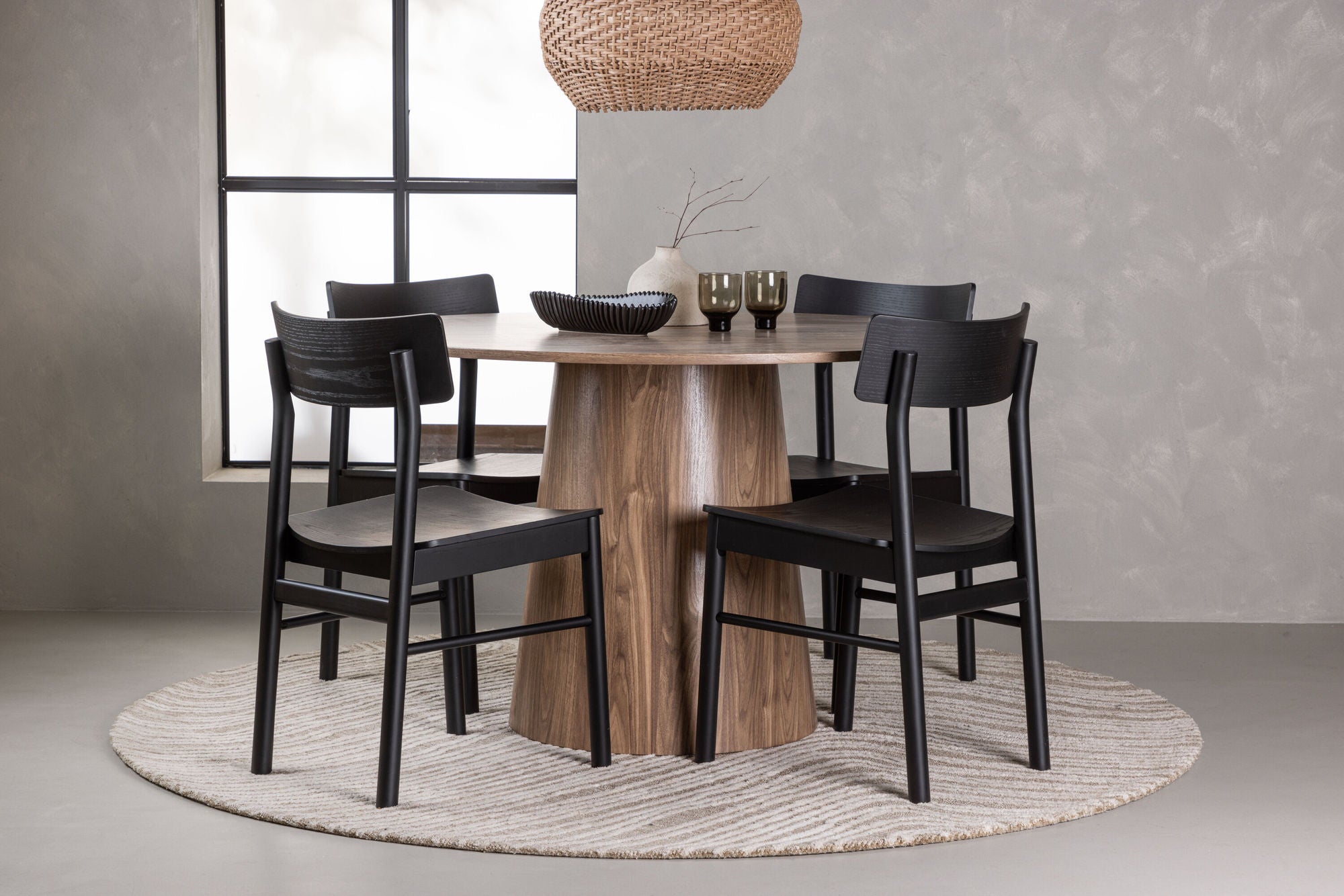 Venture Home Lanzo spisebord φ120 - Natural / Natural MDF +Montros Spisebordsstol - Natural / Natural Rubberwood _4