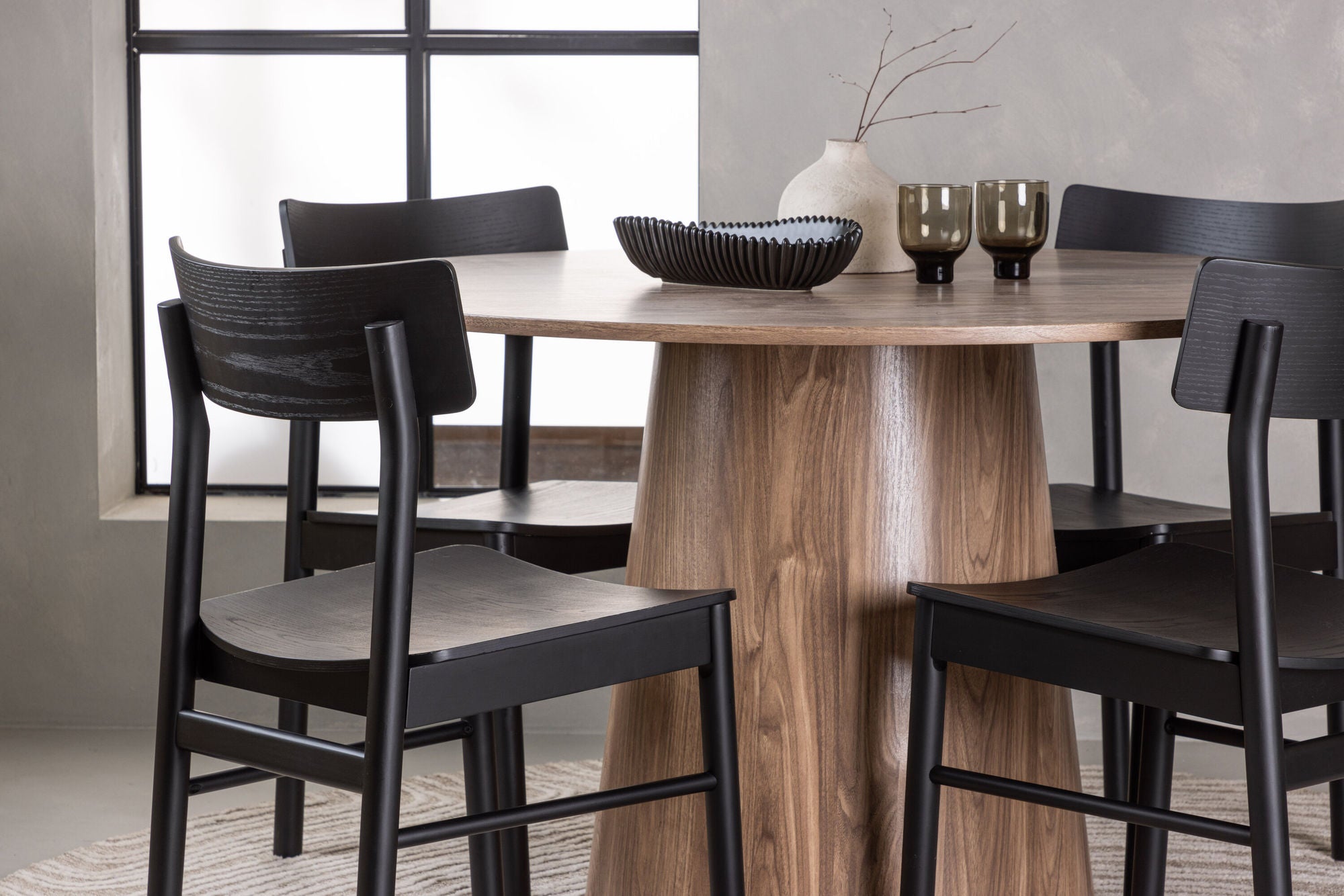 Venture Home Lanzo spisebord φ120 - Natural / Natural MDF +Montros Spisebordsstol - Natural / Natural Rubberwood _4