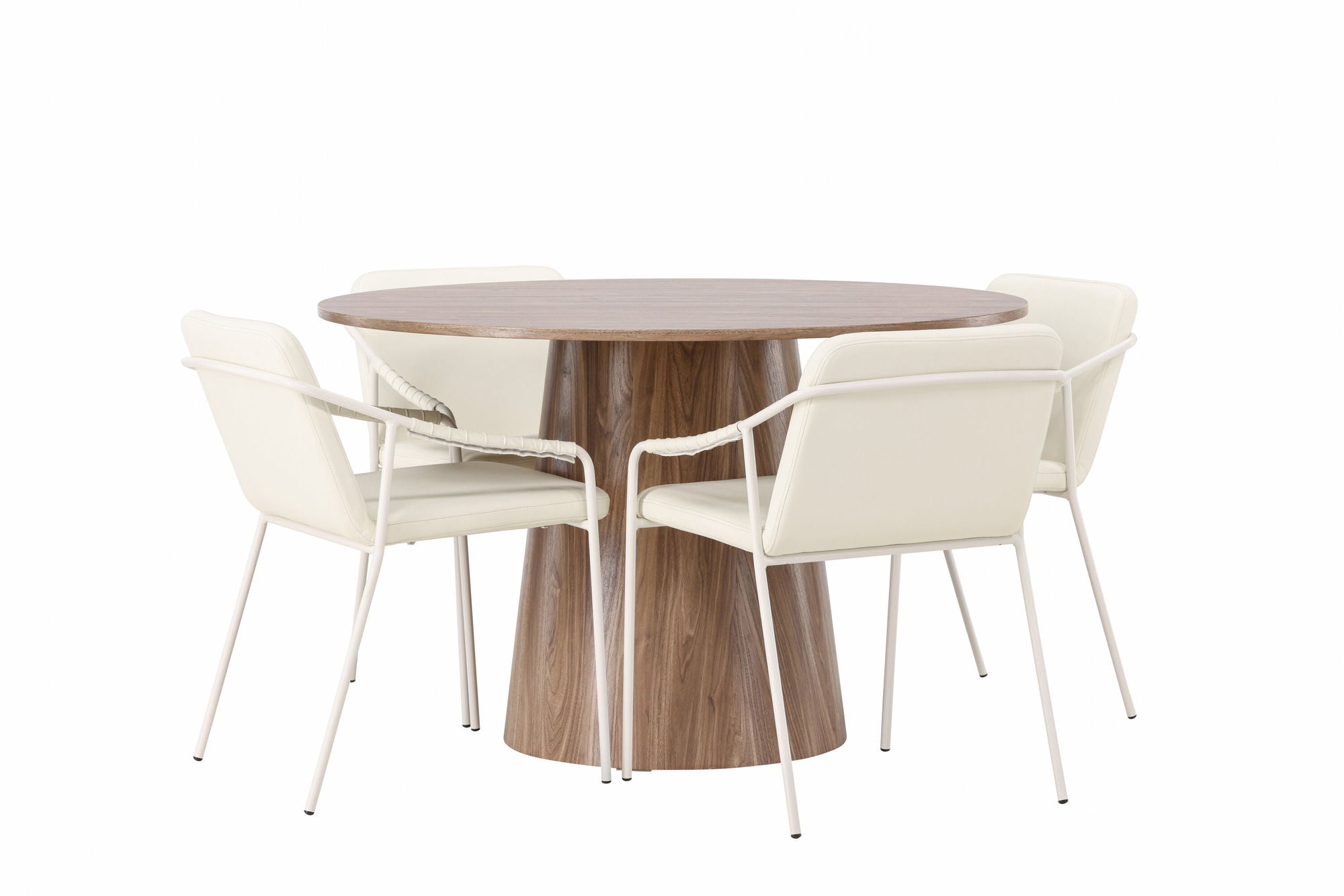 Venture Home Lanzo spisebord φ120 - Natural / Natural MDF +Tvist Spisebordsstol - Beige / Beige PU _4