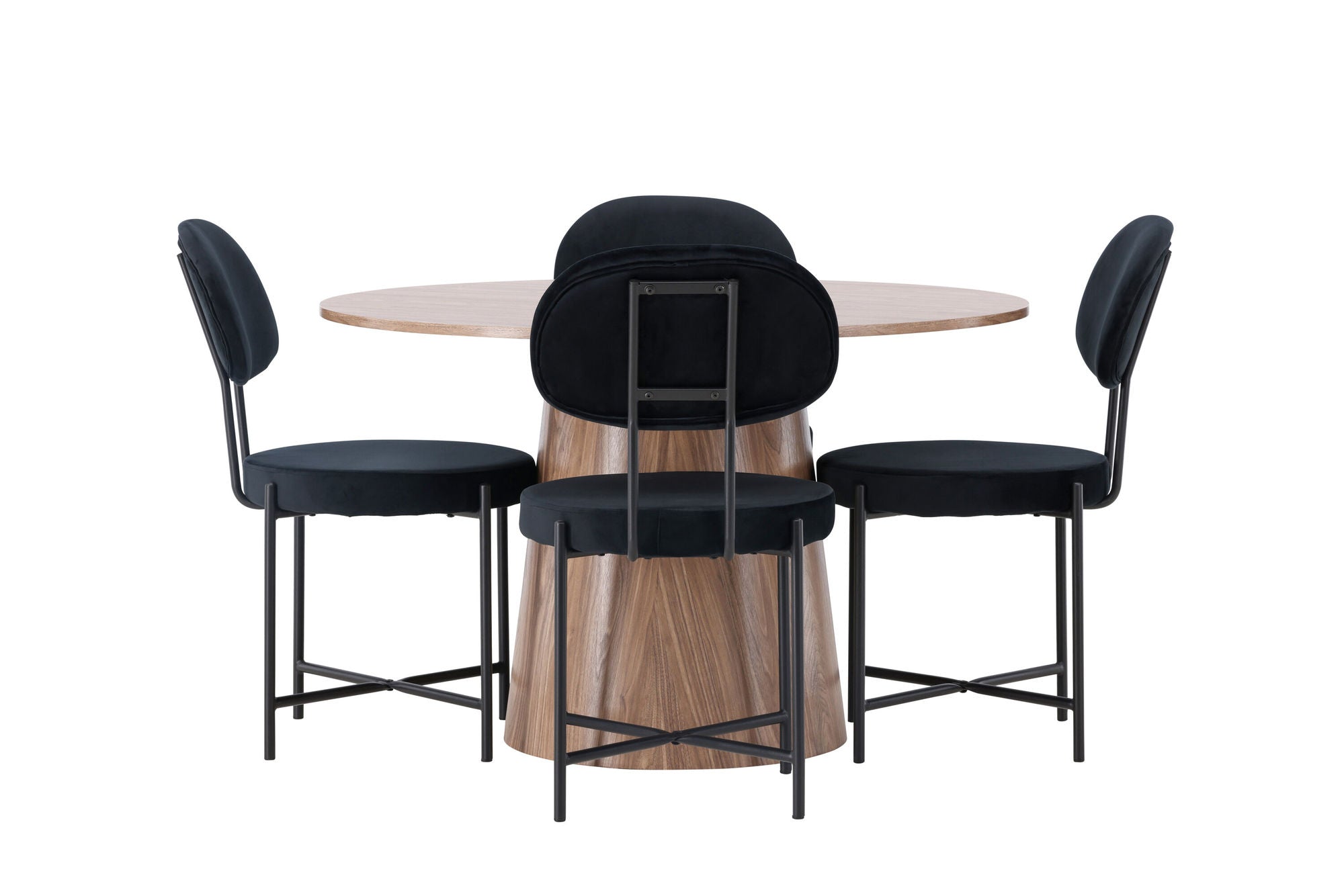 Venture Home Lanzo spisebord φ120 - Natural / Natural MDF +Stella Spisebordsstol - Black / Black Velvet _4