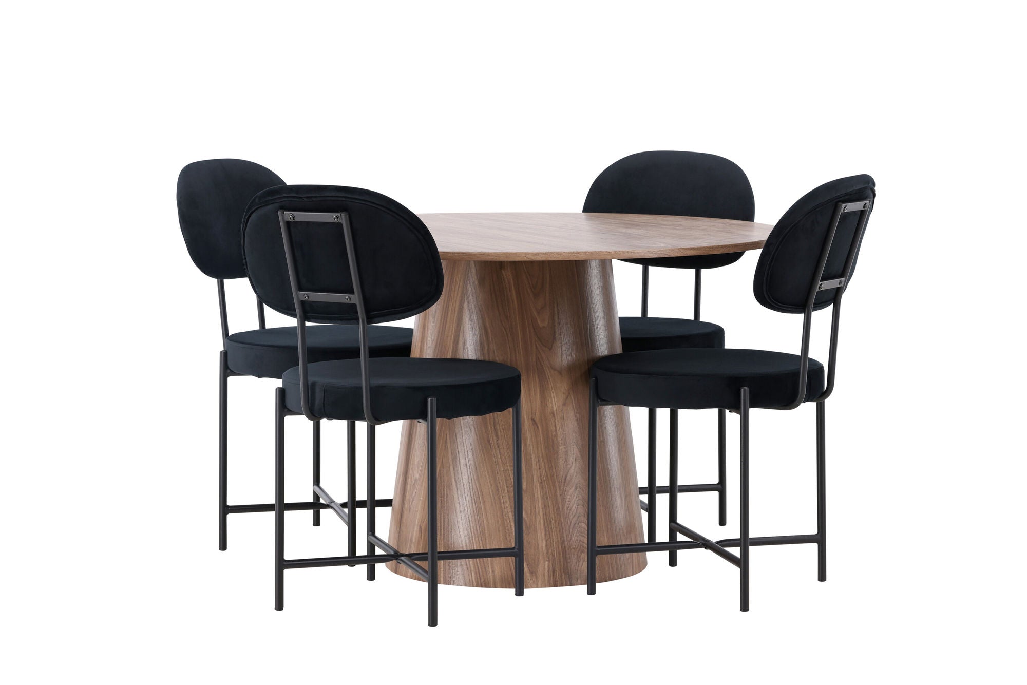 Venture Home Lanzo spisebord φ120 - Natural / Natural MDF +Stella Spisebordsstol - Black / Black Velvet _4