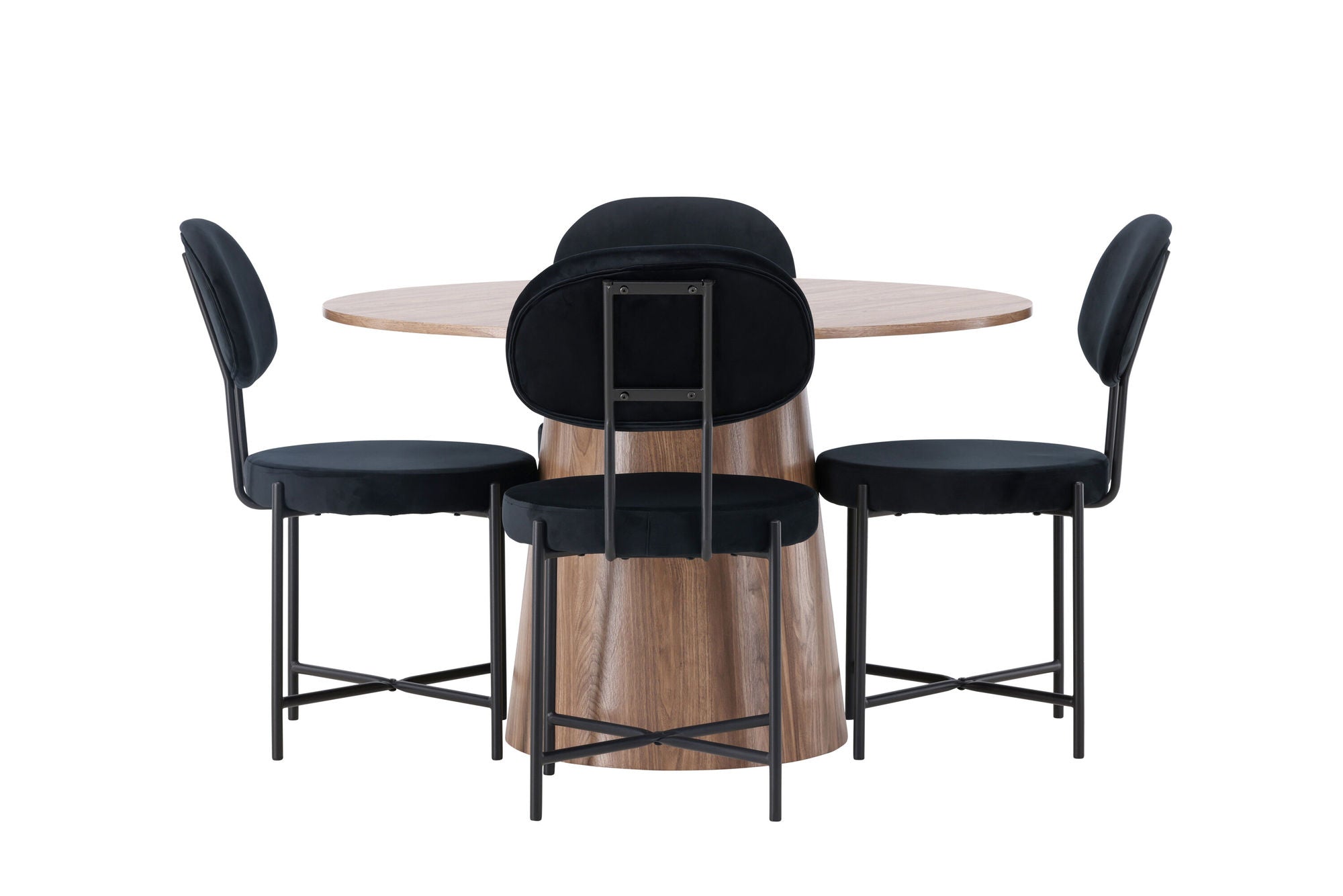 Venture Home Lanzo spisebord φ120 - Natural / Natural MDF +Stella Spisebordsstol - Black / Black Velvet _4