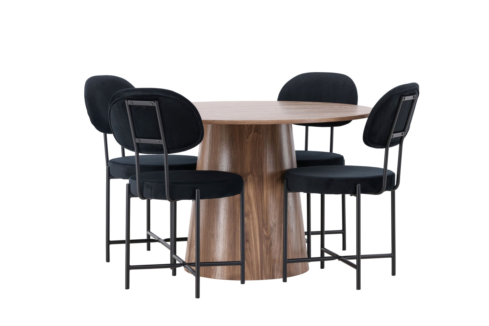 Venture Home Lanzo spisebord φ120 - Natural / Natural MDF +Stella Spisebordsstol - Black / Black Velvet _4