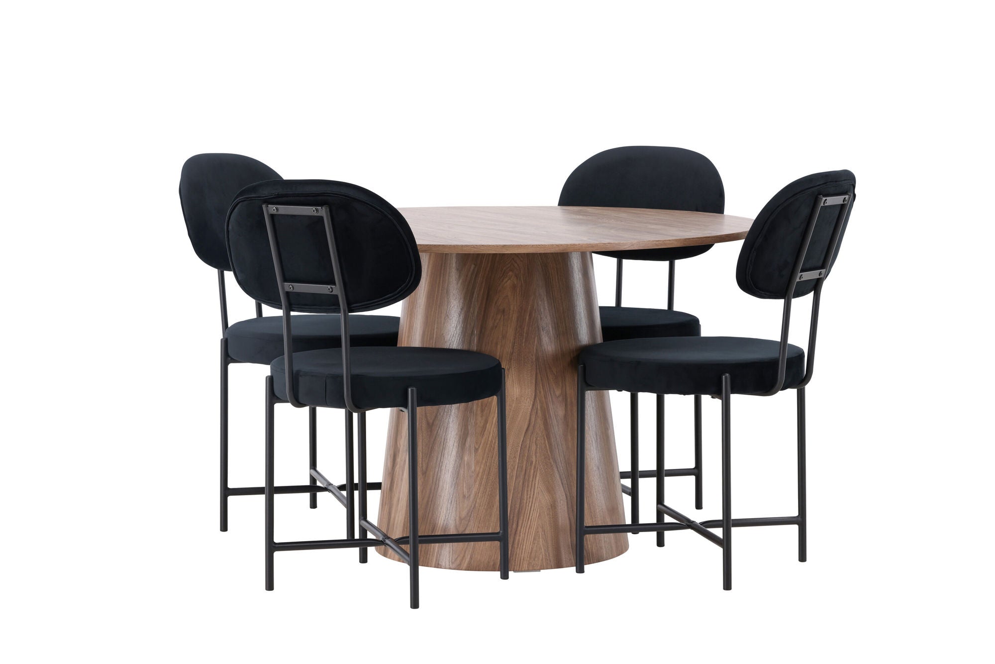 Venture Home Lanzo spisebord φ120 - Natural / Natural MDF +Stella Spisebordsstol - Black / Black Velvet _4