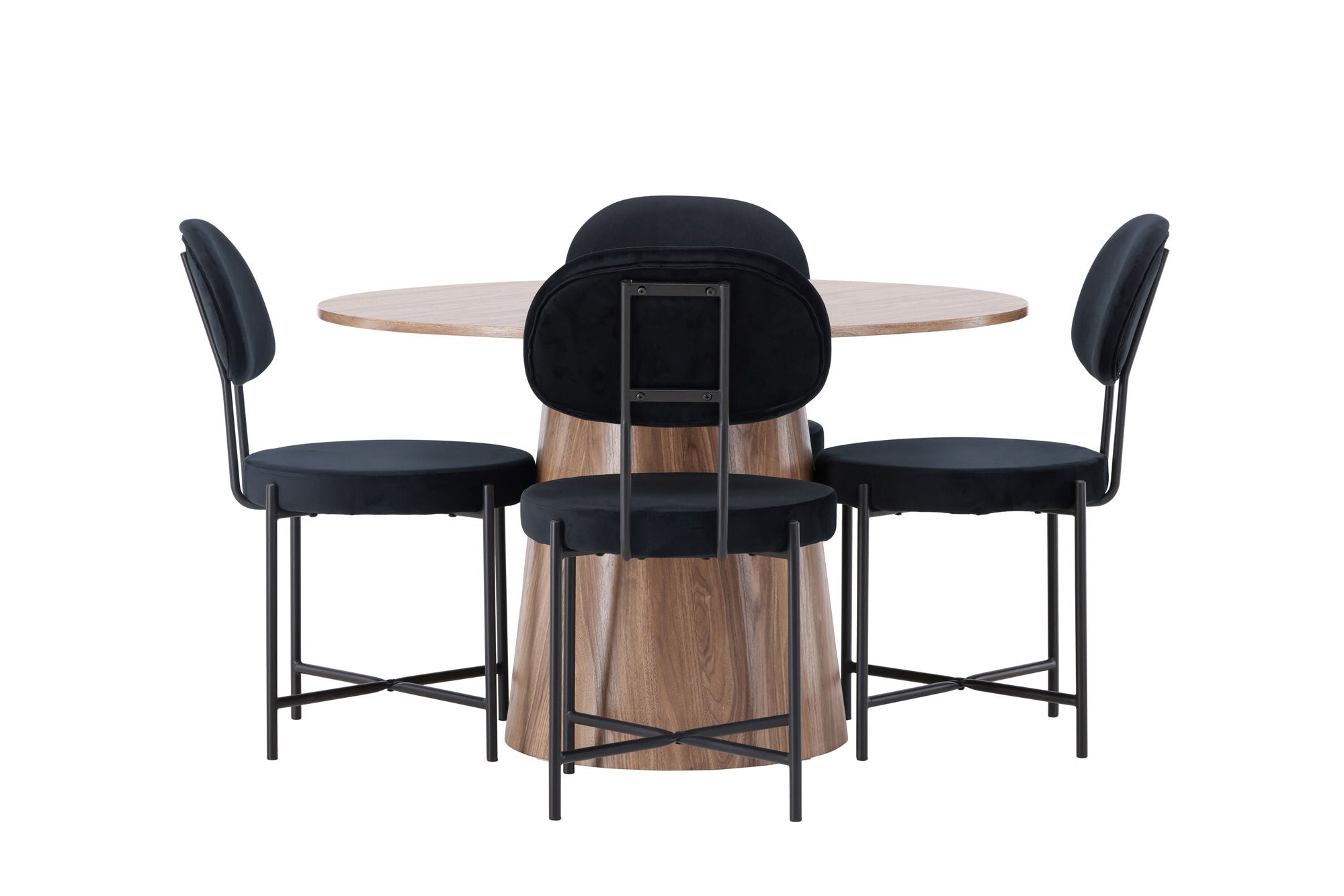 Venture Home Lanzo spisebord φ120 - Natural / Natural MDF +Stella Spisebordsstol - Black / Black Velvet _4
