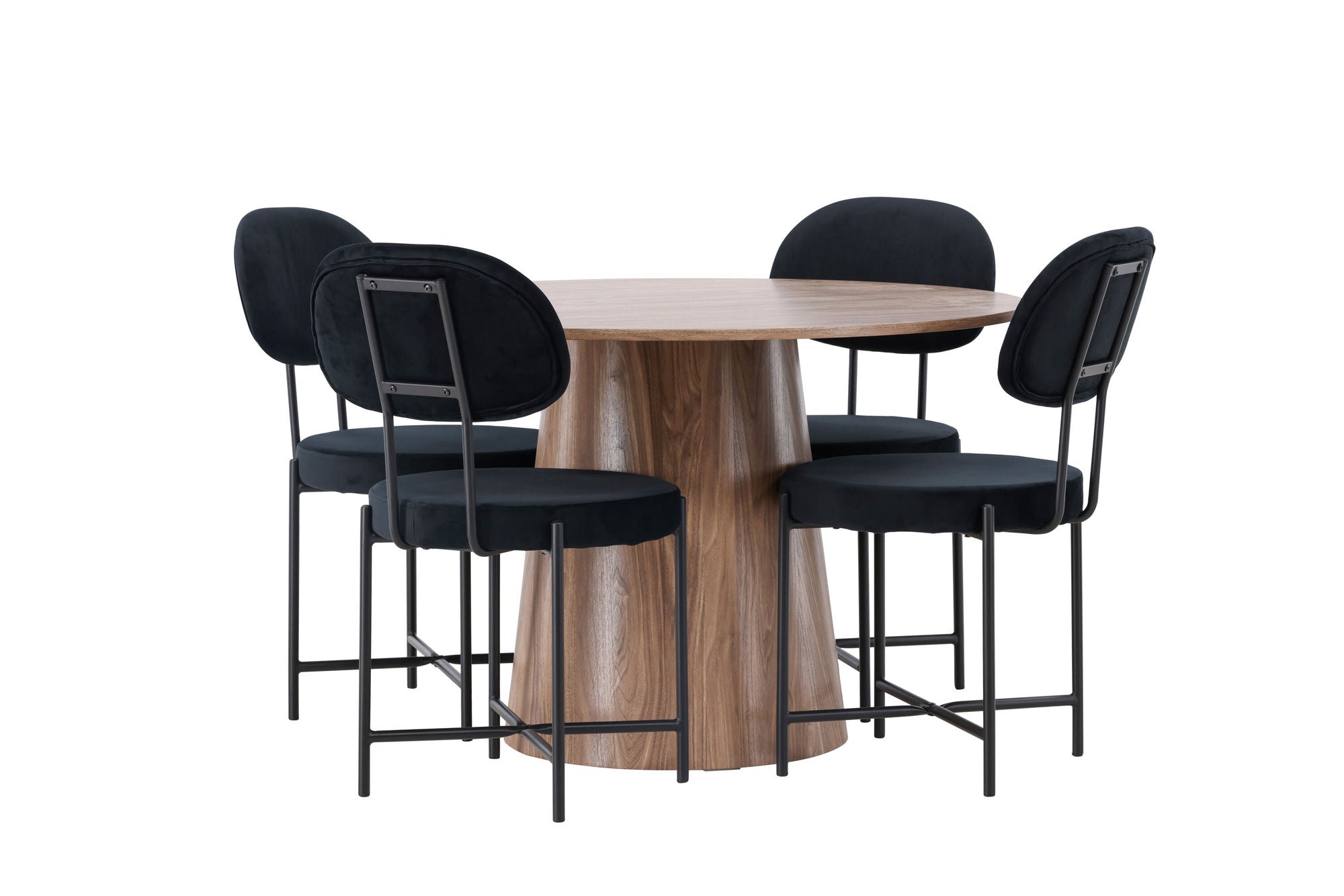 Venture Home Lanzo spisebord φ120 - Natural / Natural MDF +Stella Spisebordsstol - Black / Black Velvet _4
