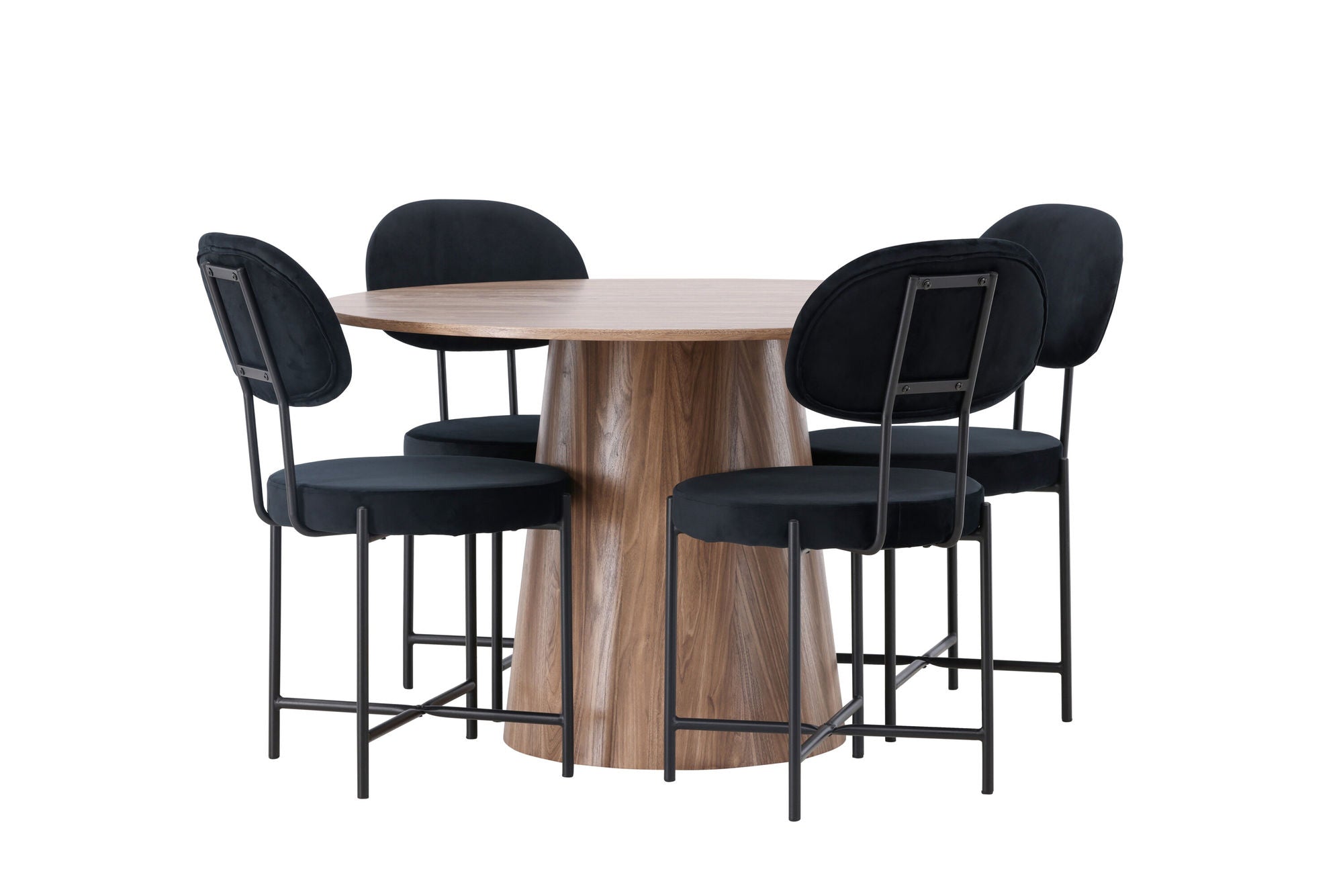 Venture Home Lanzo spisebord φ120 - Natural / Natural MDF +Stella Spisebordsstol - Black / Black Velvet _4