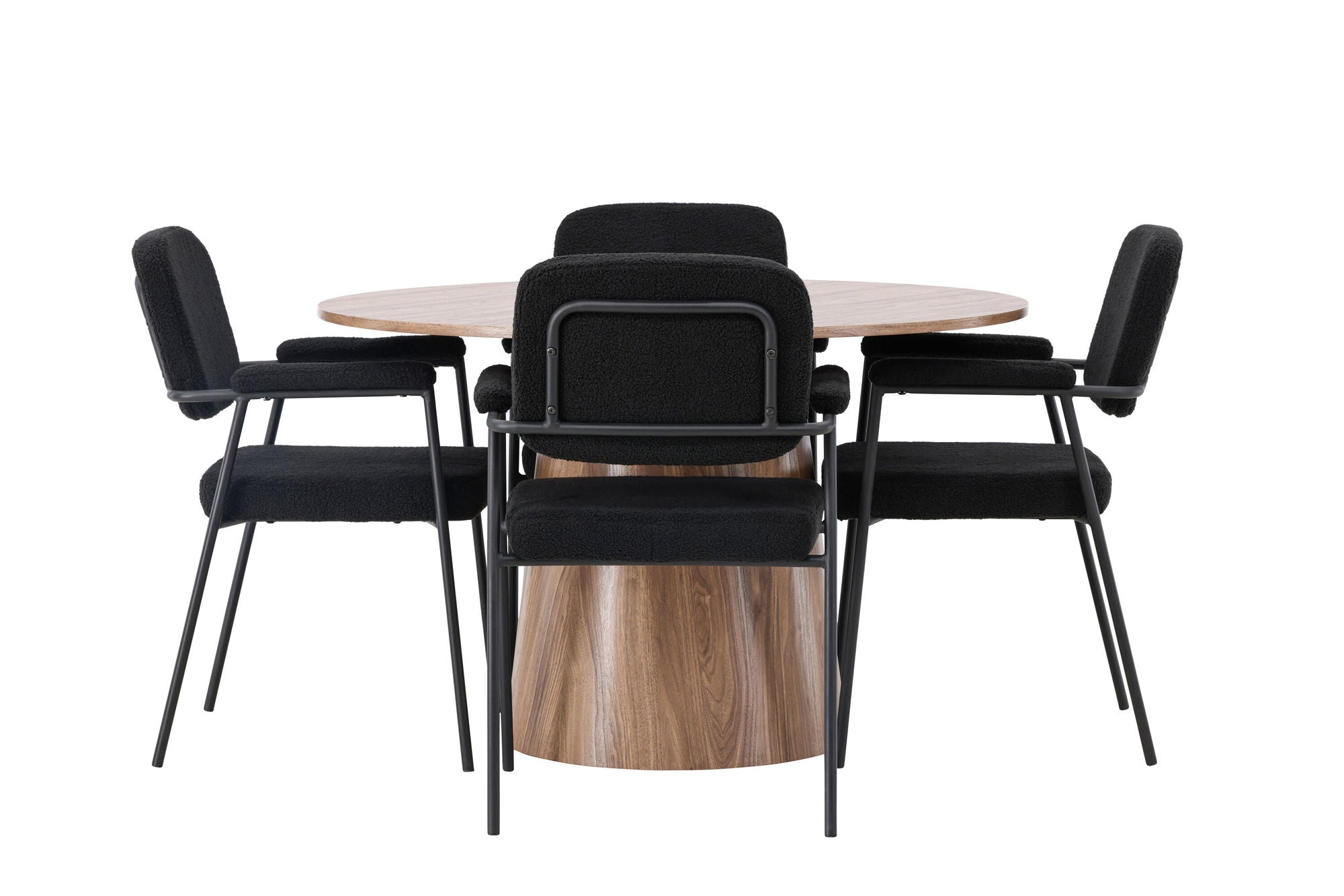 Venture Home Lanzo spisebord φ120 - Natural / Natural MDF +Yesterday Spisebordsstol - Black / Black Boucle _4