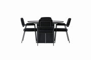 Venture Home Matilda spisebord φ130 - Black / Black MDF with veneer +Yesterday Spisebordsstol - Black / Black Boucle _4