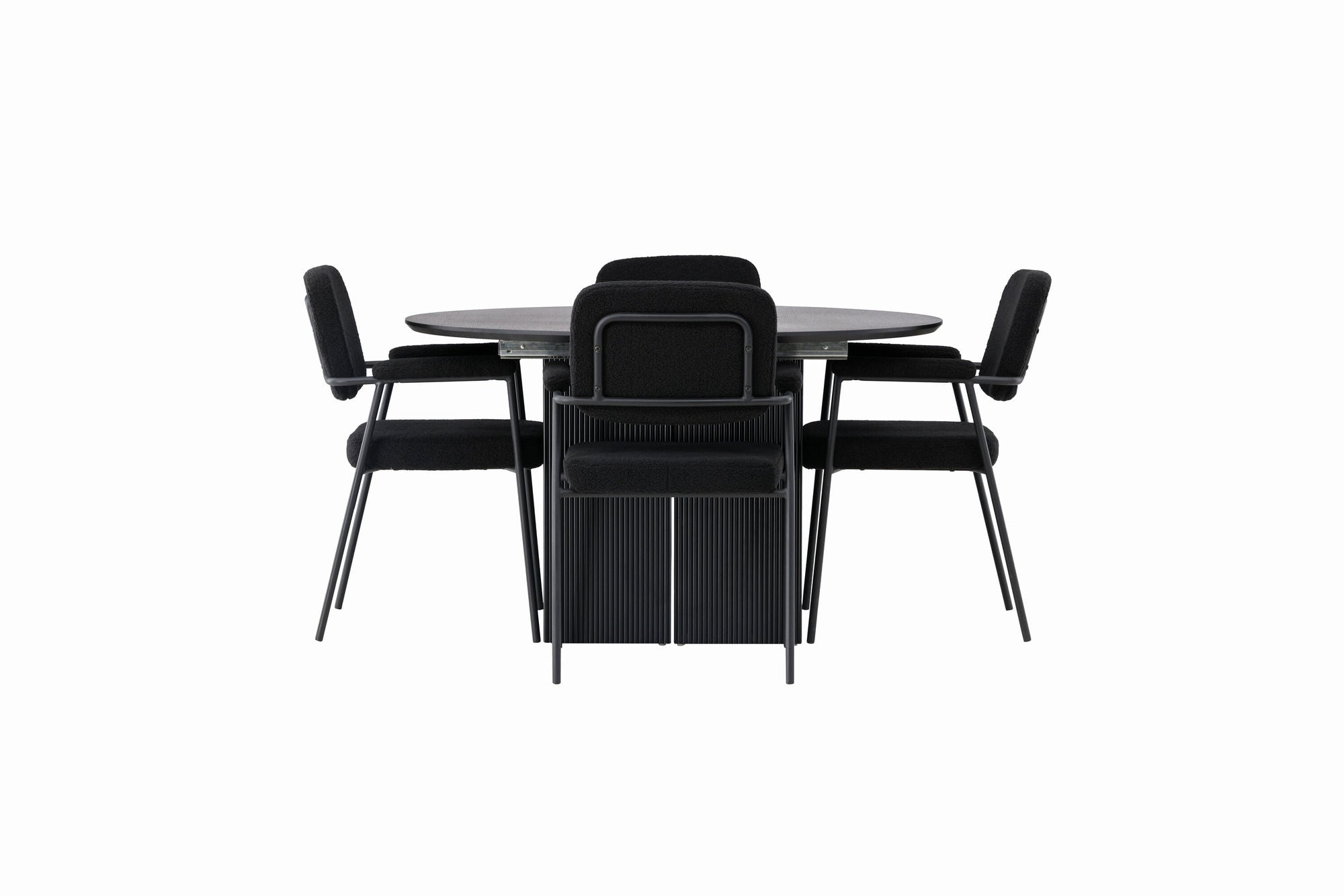 Venture Home Matilda spisebord φ130 - Black / Black MDF with veneer +Yesterday Spisebordsstol - Black / Black Boucle _4