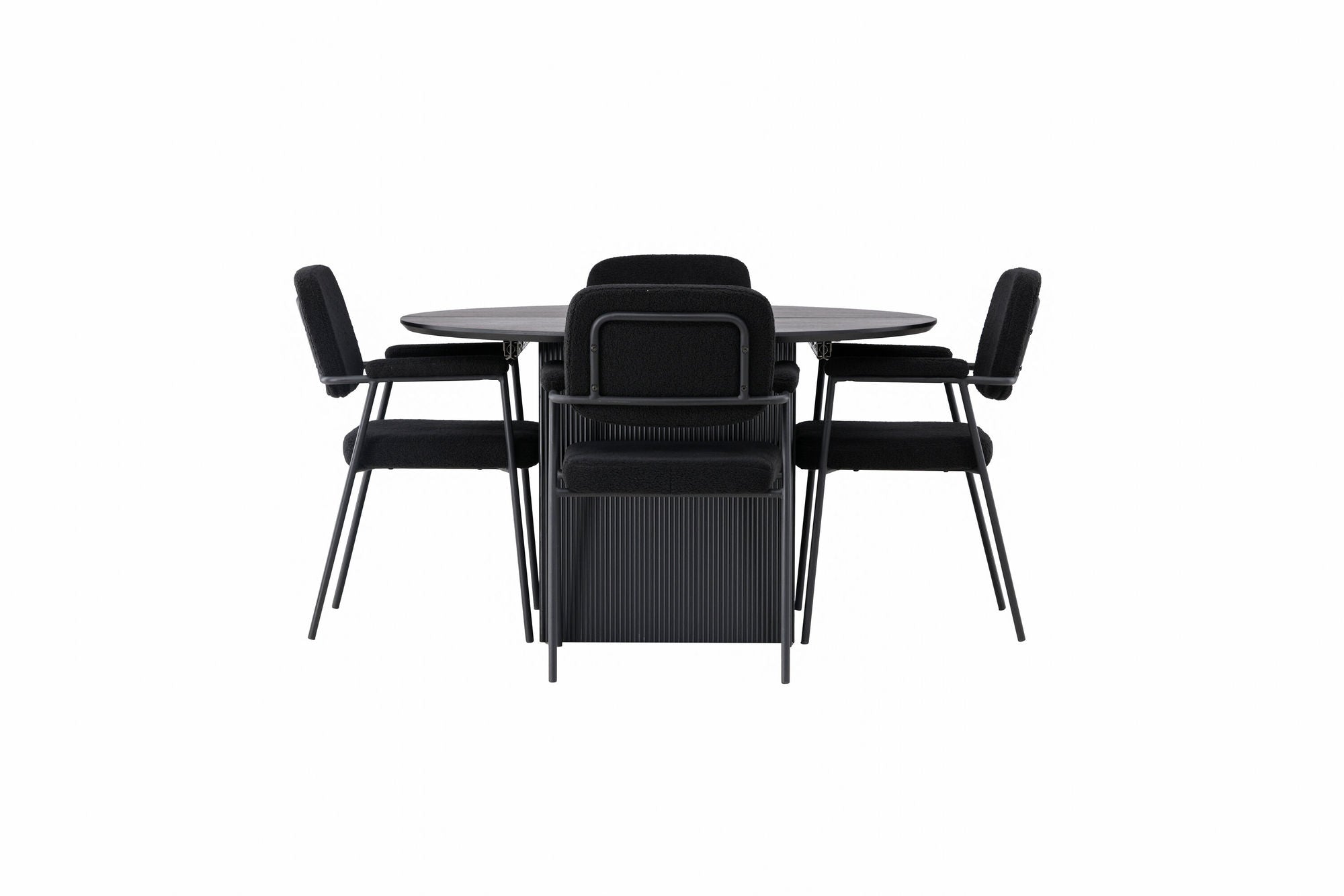 Venture Home Matilda spisebord φ130 - Black / Black MDF with veneer +Yesterday Spisebordsstol - Black / Black Boucle _4