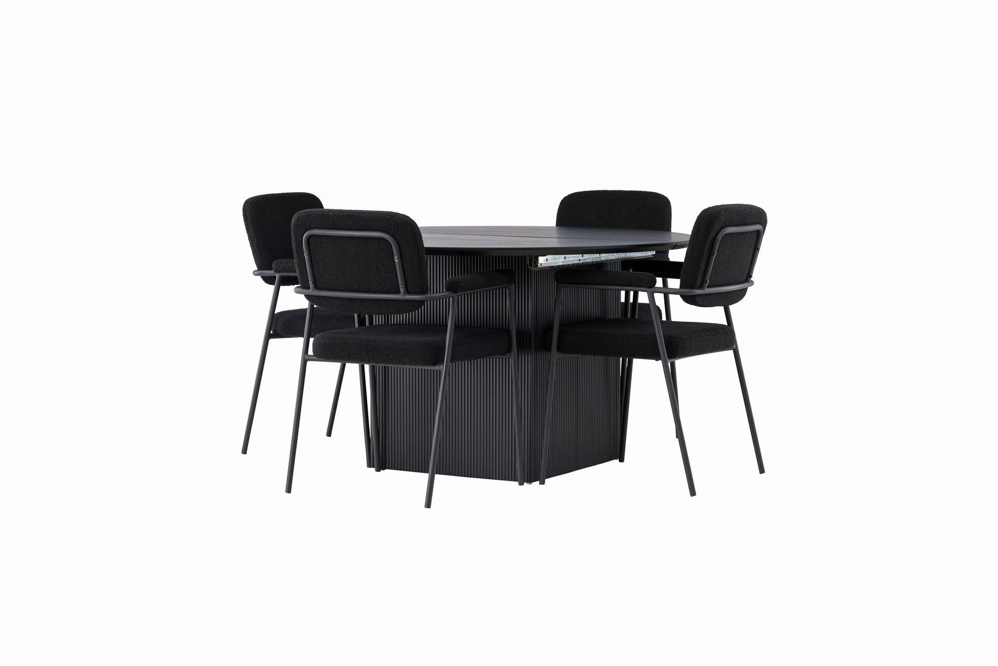Venture Home Matilda spisebord φ130 - Black / Black MDF with veneer +Yesterday Spisebordsstol - Black / Black Boucle _4