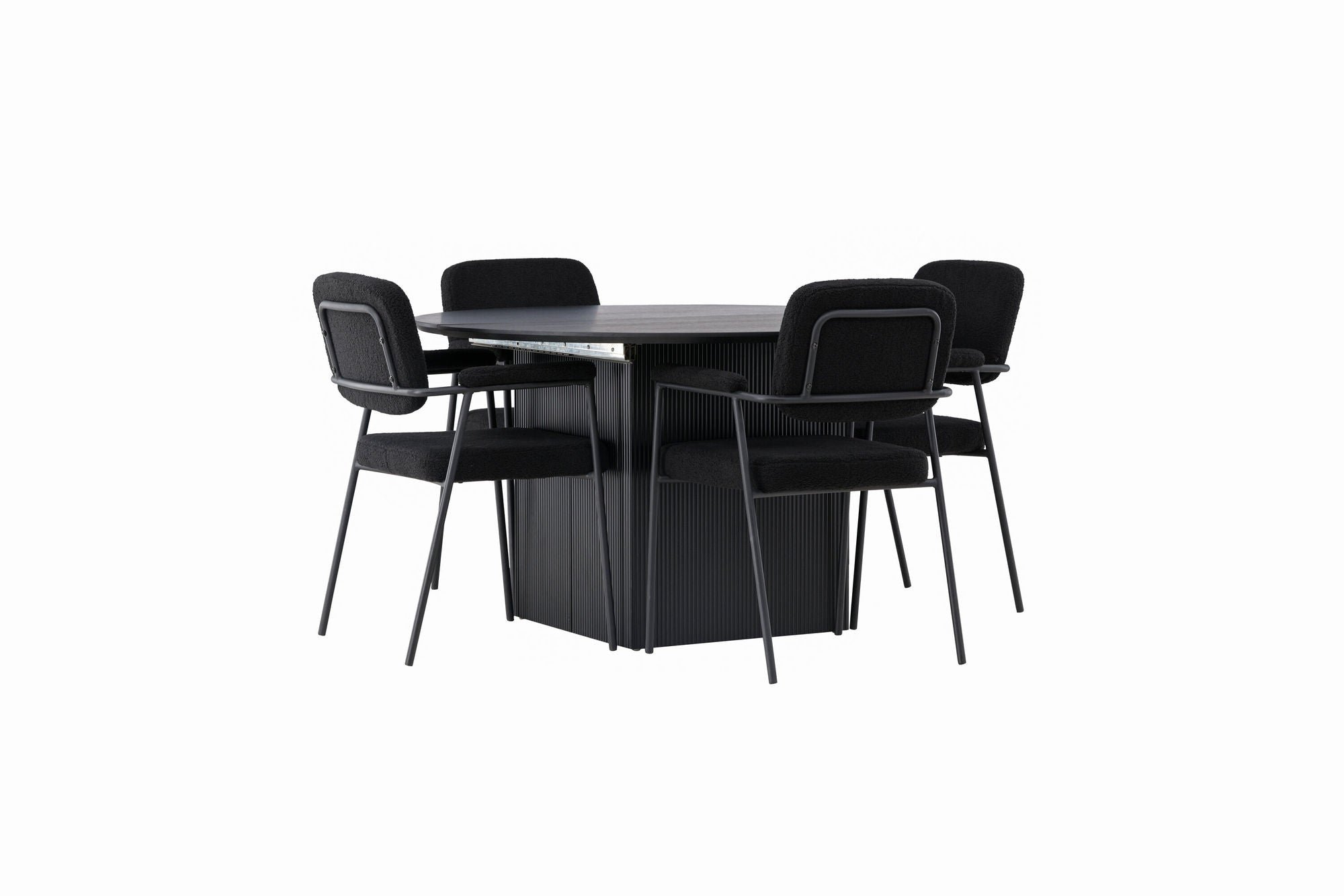 Venture Home Matilda spisebord φ130 - Black / Black MDF with veneer +Yesterday Spisebordsstol - Black / Black Boucle _4