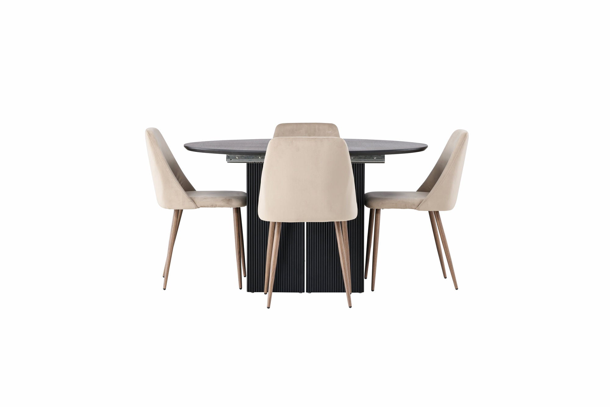 Venture Home Matilda spisebord φ130 - Black / Black MDF with veneer +Night Spisebordsstol - Dark walnut / Mocca / Brown Fabric _4