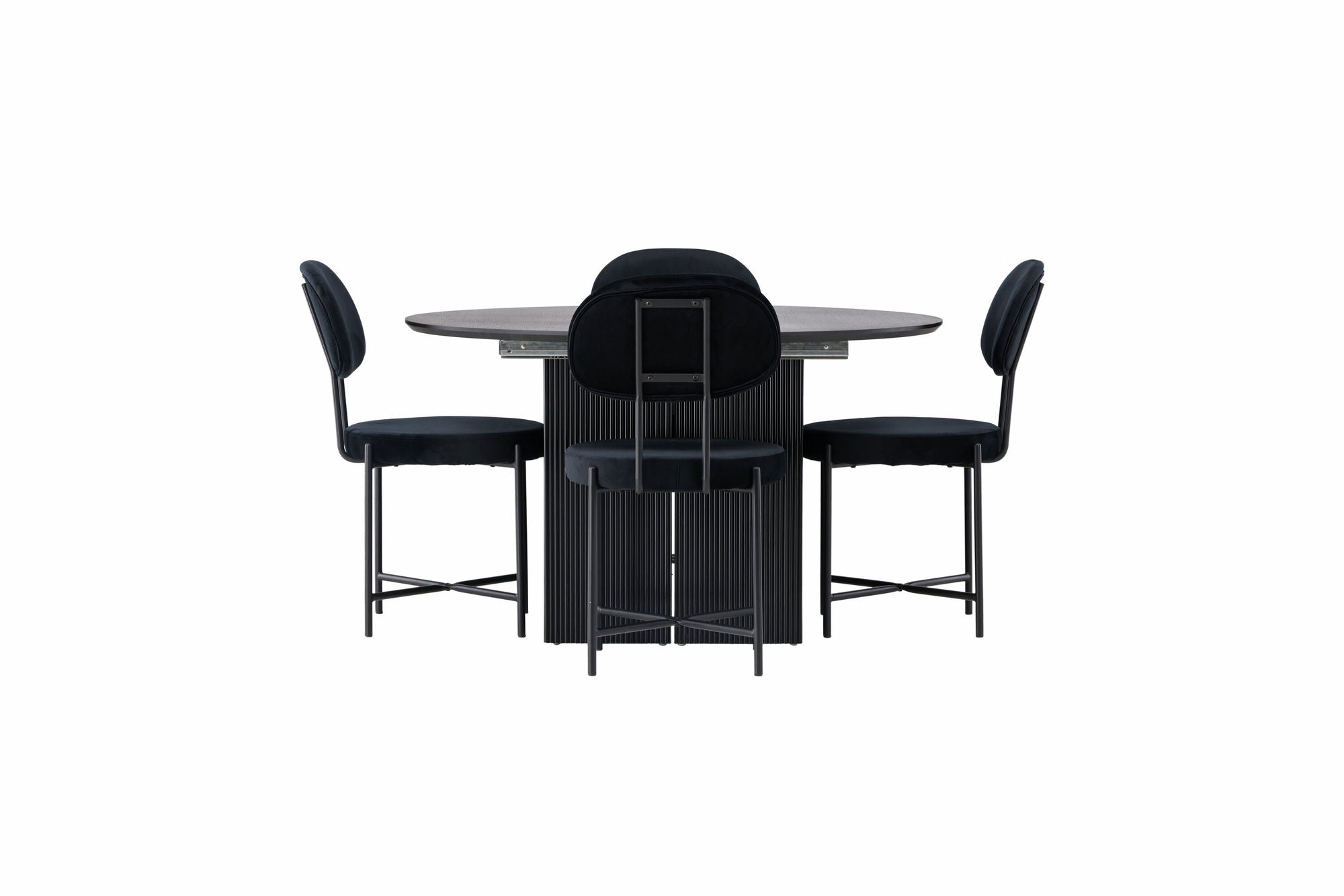 Venture Home Matilda spisebord φ130 - Black / Black MDF with veneer +Stella Spisebordsstol - Black / Black Velvet _4