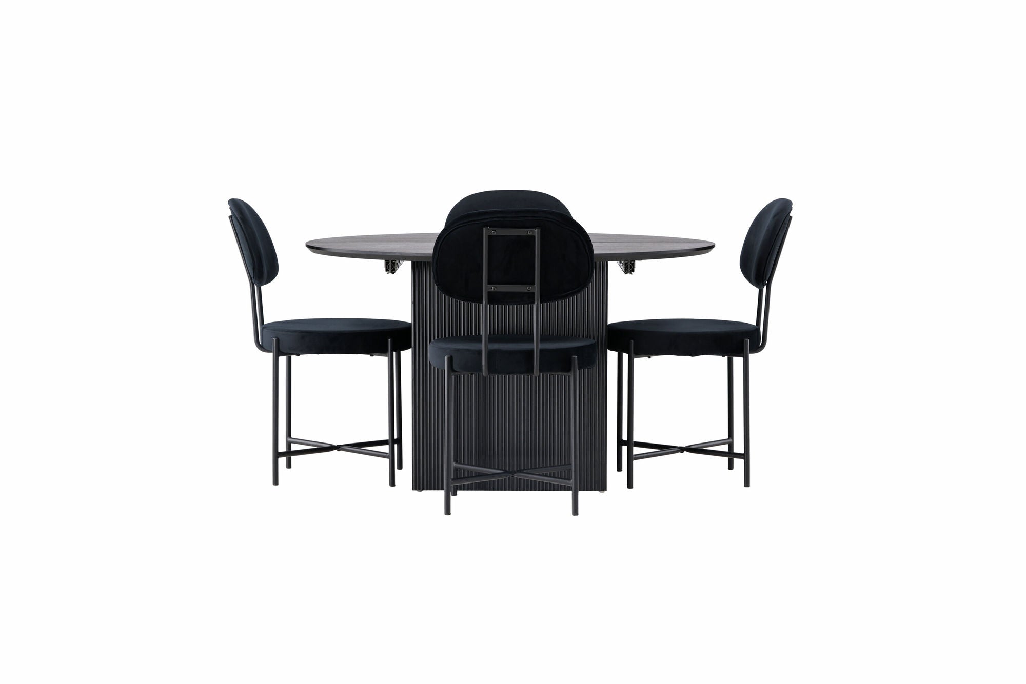 Venture Home Matilda spisebord φ130 - Black / Black MDF with veneer +Stella Spisebordsstol - Black / Black Velvet _4