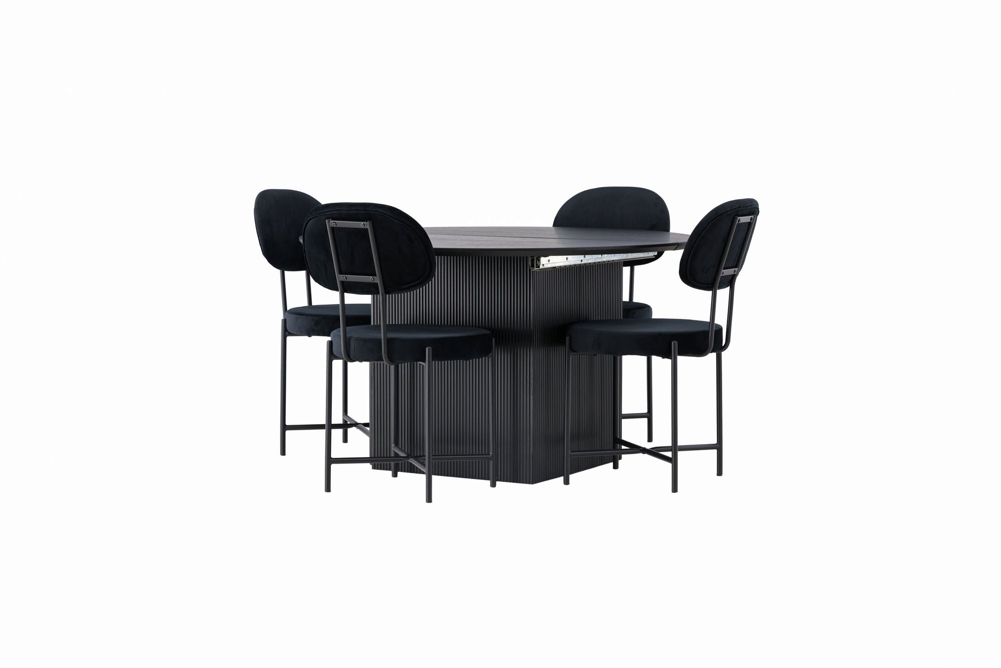 Venture Home Matilda spisebord φ130 - Black / Black MDF with veneer +Stella Spisebordsstol - Black / Black Velvet _4