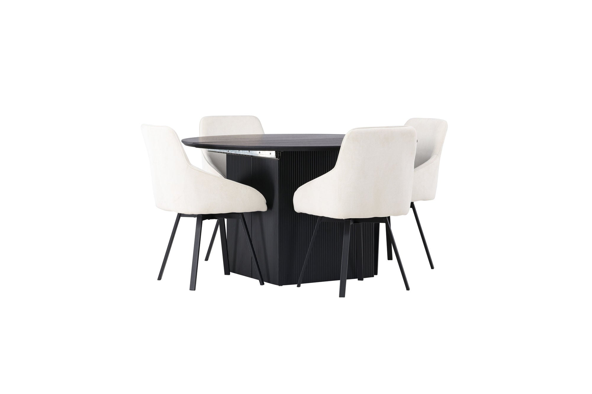 Venture Home Matilda spisebord φ130 - Black / Black MDF with veneer +Rosie Spisebordsstol - Black / Beige Fabric _4