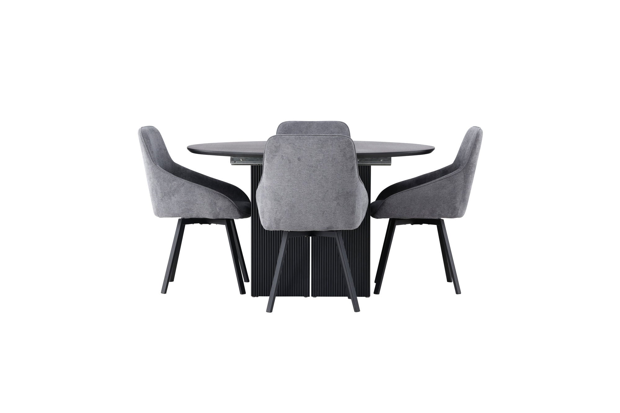 Venture Home Matilda spisebord φ130 - Black / Black MDF with veneer +Rosie Spisebordsstol - Black / Dark grey Fabric _4