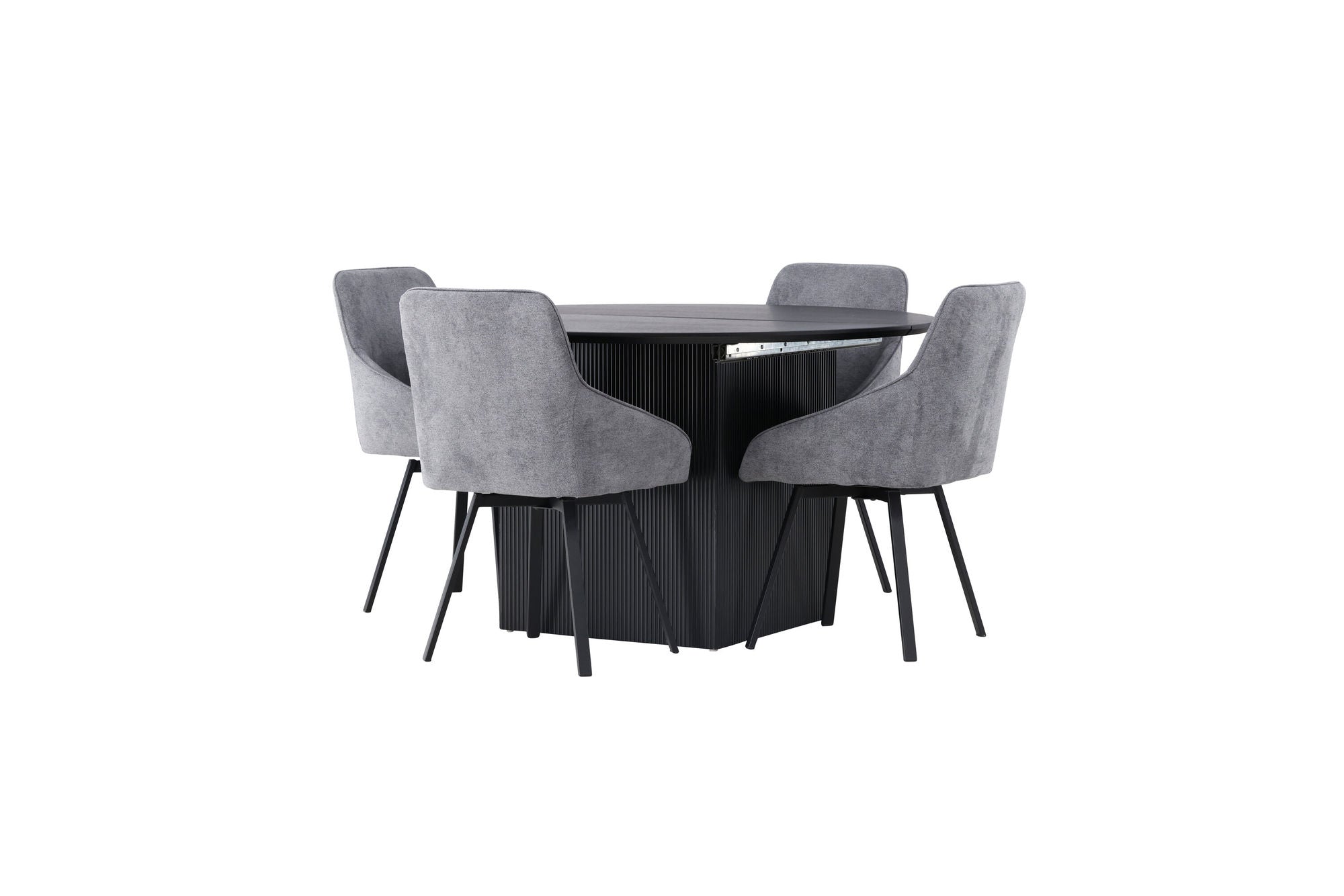 Venture Home Matilda spisebord φ130 - Black / Black MDF with veneer +Rosie Spisebordsstol - Black / Dark grey Fabric _4