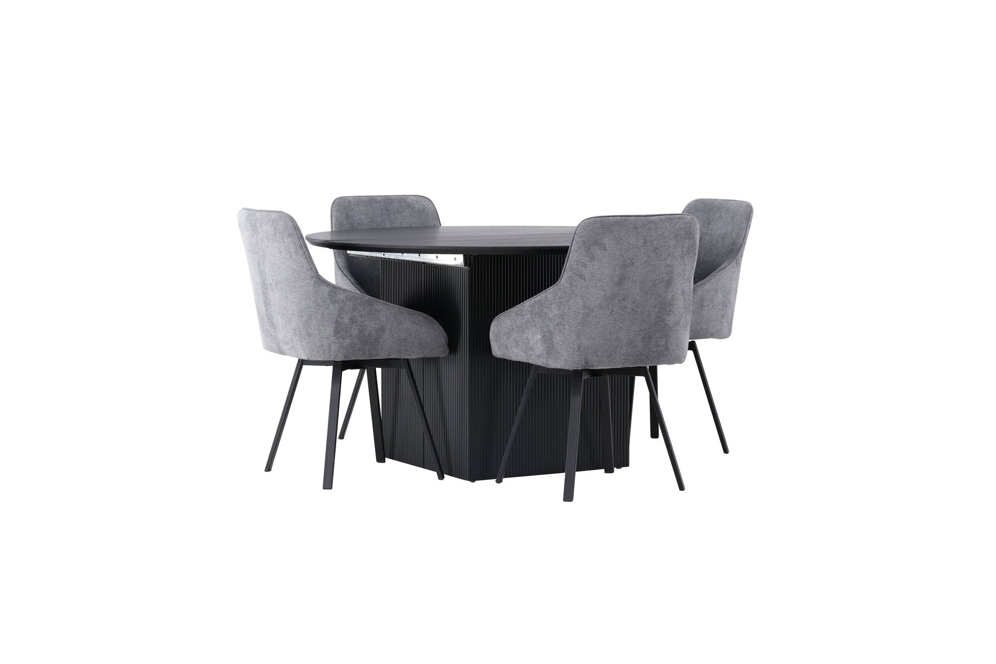 Venture Home Matilda spisebord φ130 - Black / Black MDF with veneer +Rosie Spisebordsstol - Black / Dark grey Fabric _4