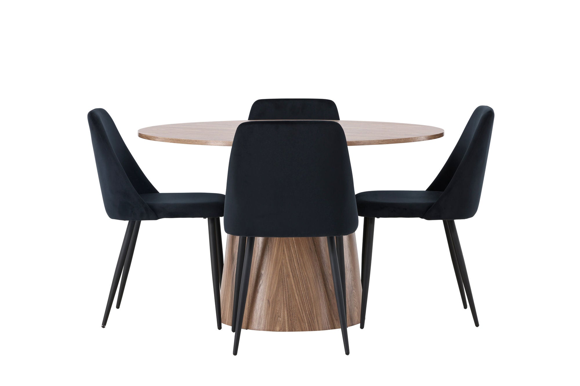 Venture Home Lanzo spisebord φ120 - Natural / Natural MDF +Night Spisebordsstol - Black / Black Velvet _4