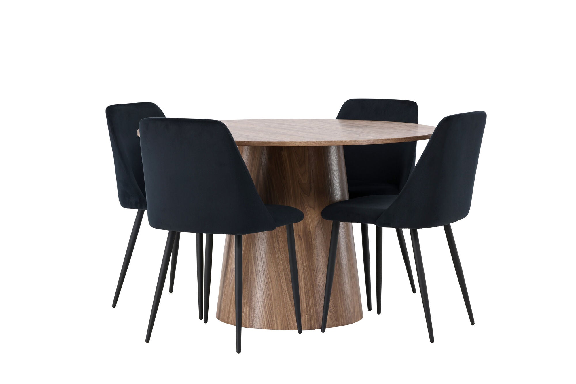 Venture Home Lanzo spisebord φ120 - Natural / Natural MDF +Night Spisebordsstol - Black / Black Velvet _4