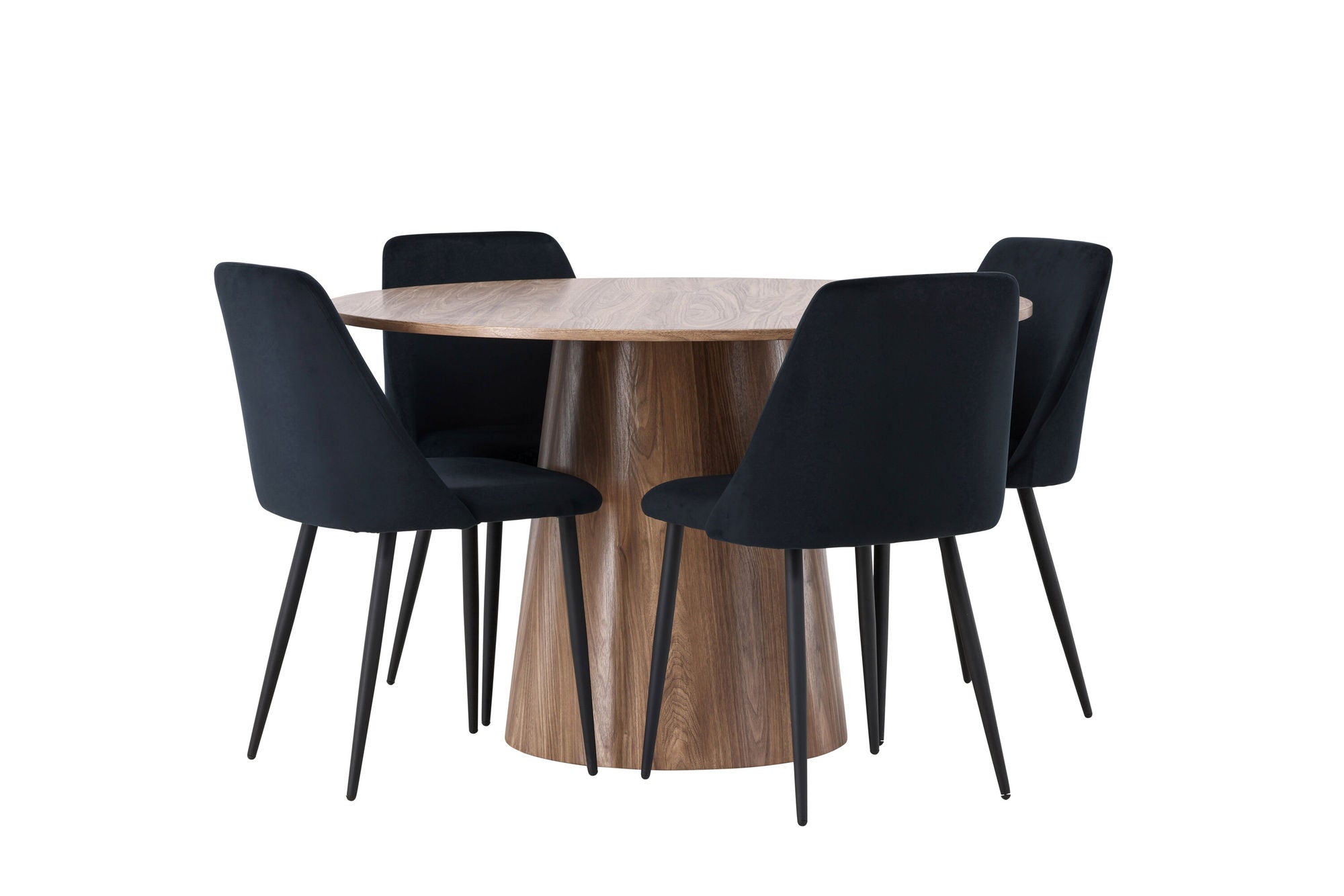 Venture Home Lanzo spisebord φ120 - Natural / Natural MDF +Night Spisebordsstol - Black / Black Velvet _4