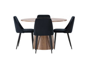 Venture Home Lanzo spisebord φ120 - Natural / Natural MDF +Night Spisebordsstol - Black / Black Velvet _4