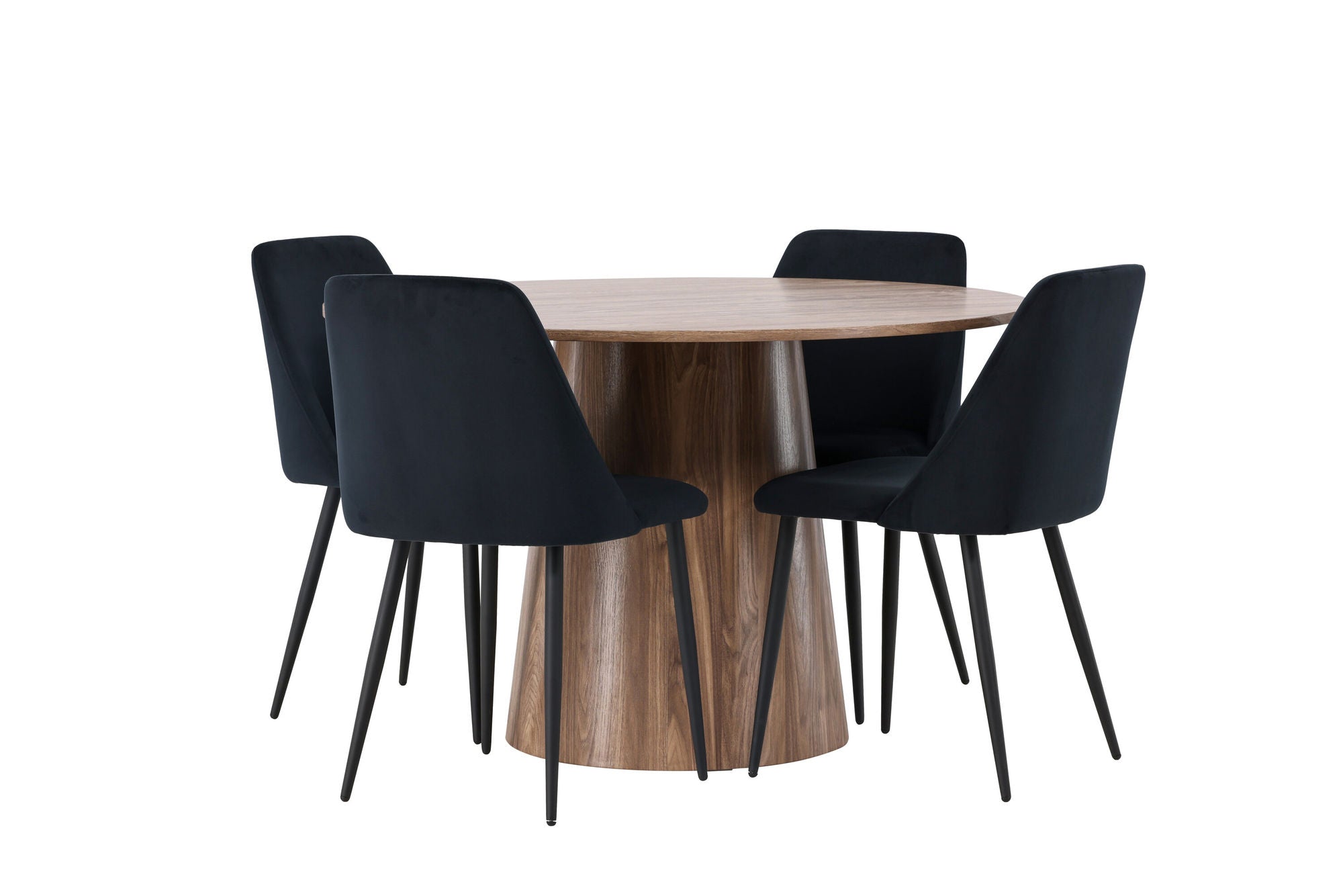 Venture Home Lanzo spisebord φ120 - Natural / Natural MDF +Night Spisebordsstol - Black / Black Velvet _4