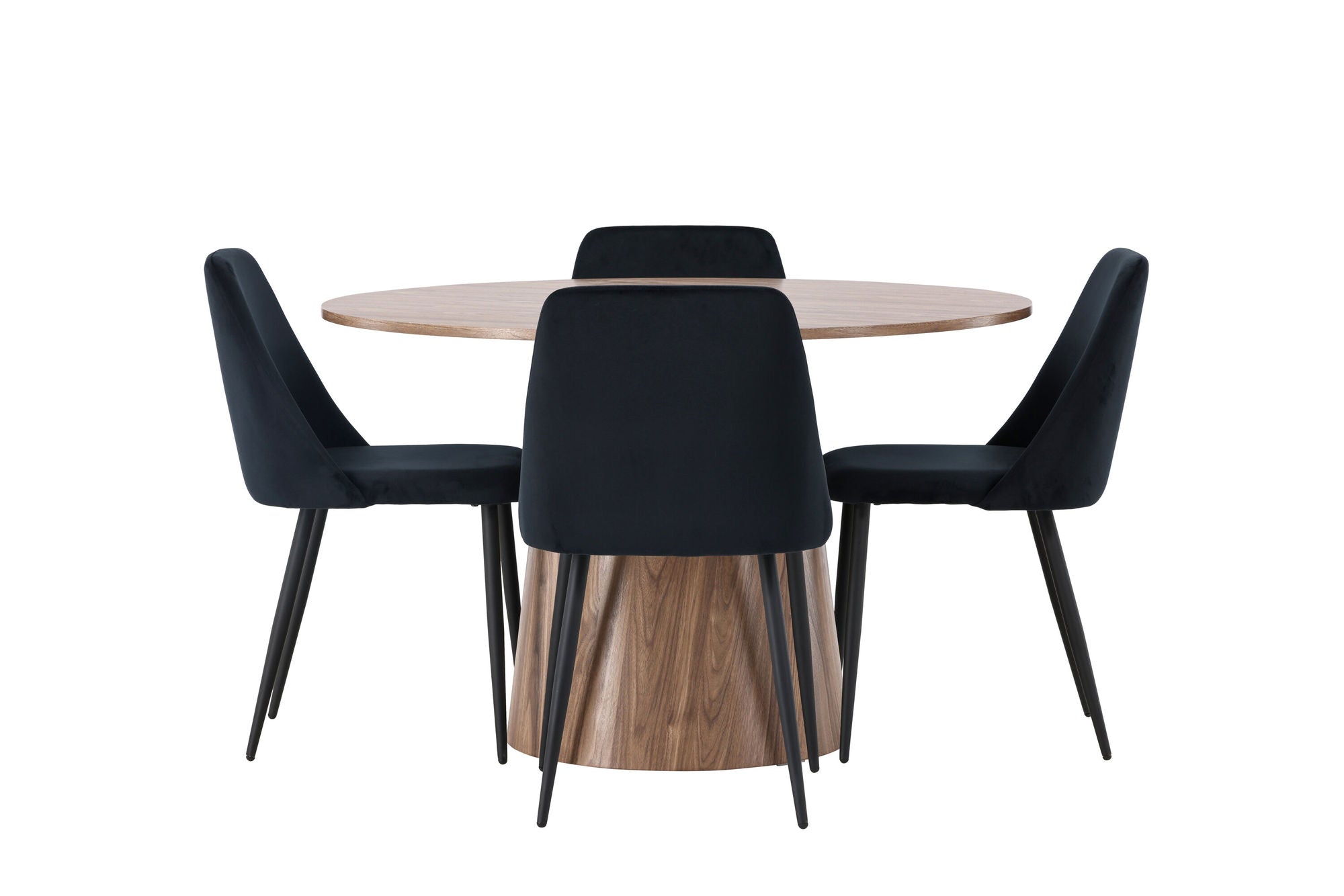 Venture Home Lanzo spisebord φ120 - Natural / Natural MDF +Night Spisebordsstol - Black / Black Velvet _4