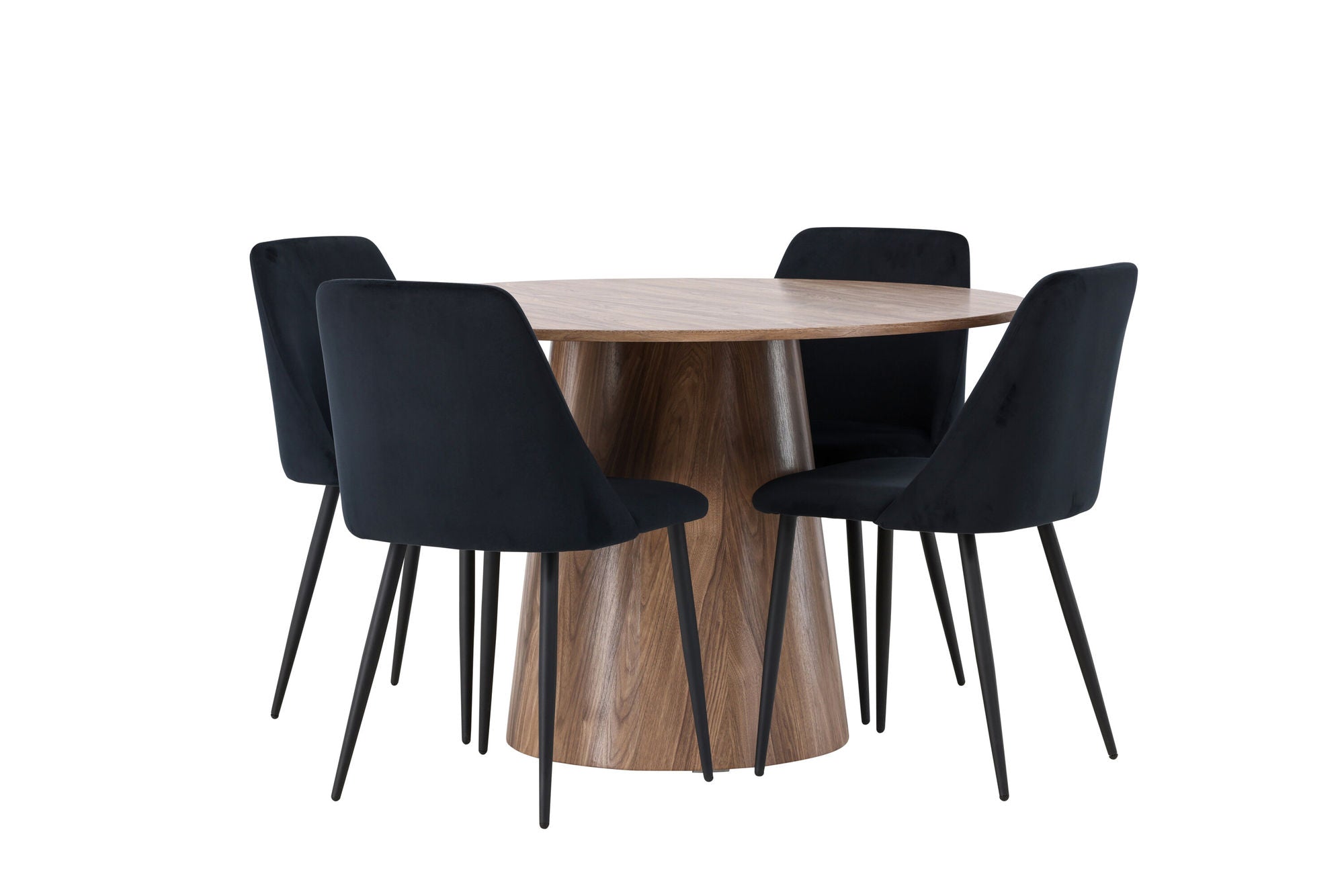 Venture Home Lanzo spisebord φ120 - Natural / Natural MDF +Night Spisebordsstol - Black / Black Velvet _4