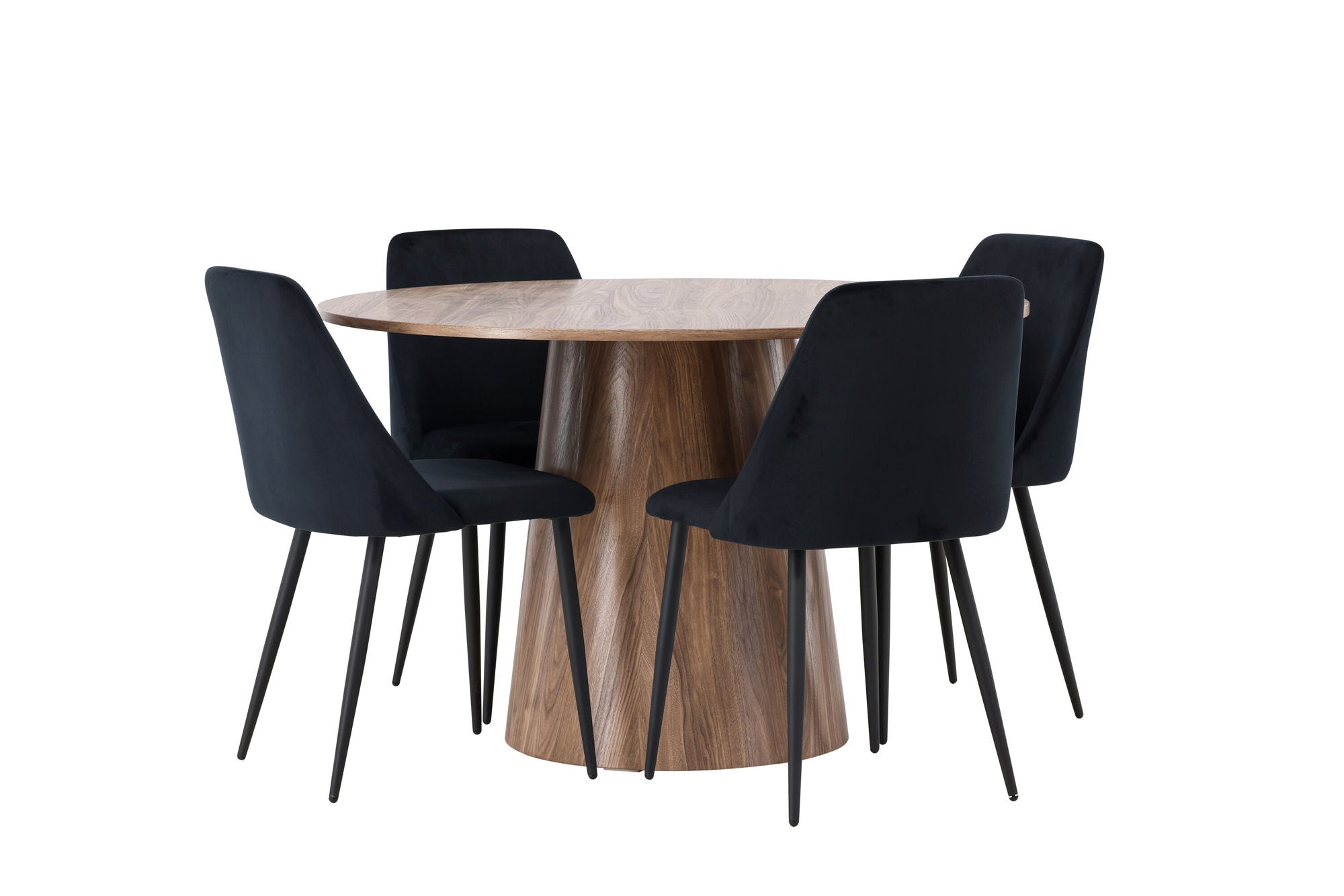 Venture Home Lanzo spisebord φ120 - Natural / Natural MDF +Night Spisebordsstol - Black / Black Velvet _4