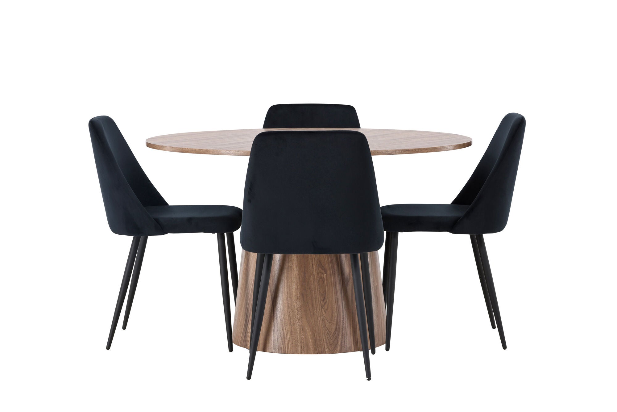Venture Home Lanzo spisebord φ120 - Natural / Natural MDF +Night Spisebordsstol - Black / Black Velvet _4