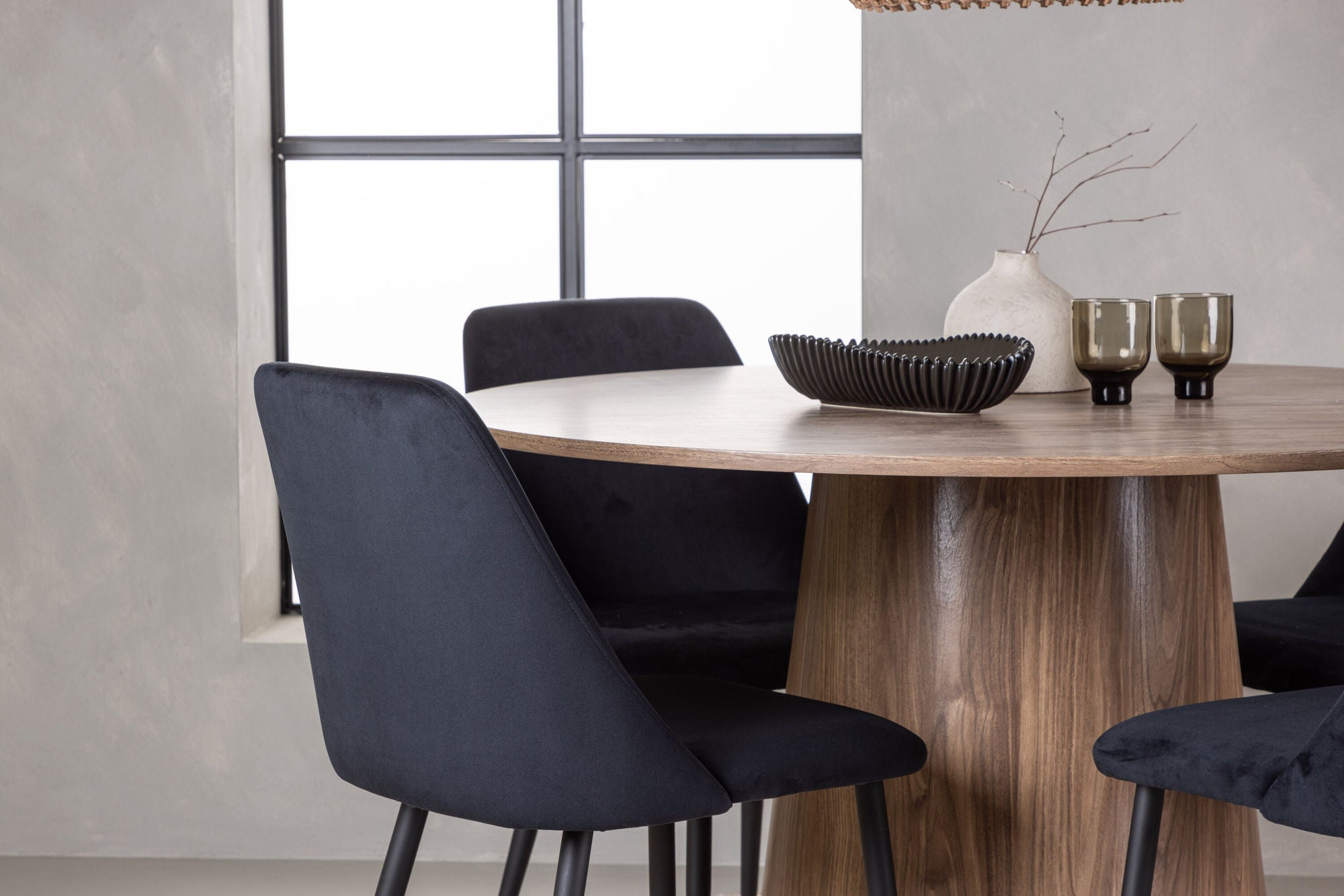 Venture Home Lanzo spisebord φ120 - Natural / Natural MDF +Night Spisebordsstol - Black / Black Velvet _4