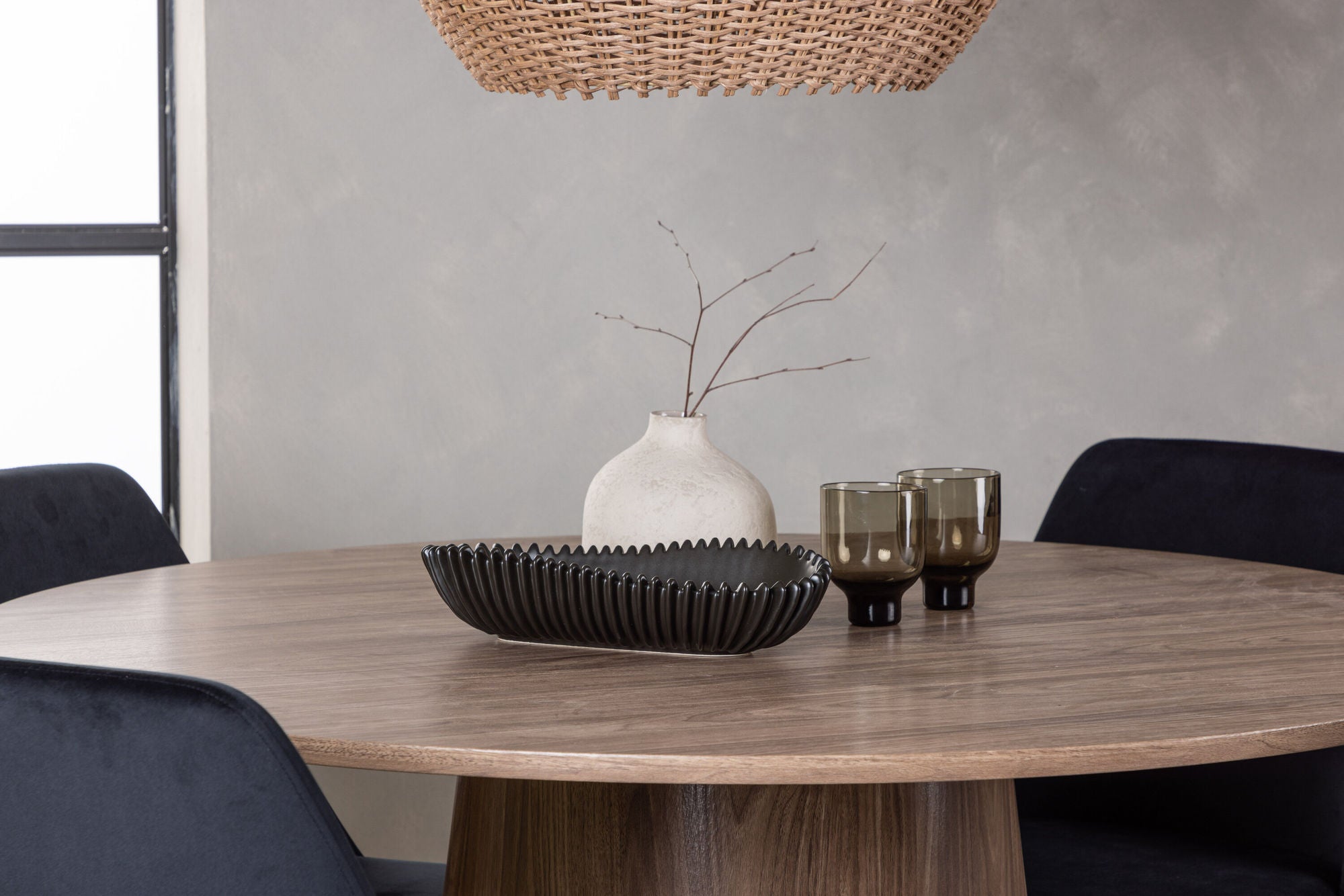 Venture Home Lanzo spisebord φ120 - Natural / Natural MDF +Night Spisebordsstol - Black / Black Velvet _4