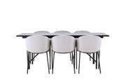 Venture Home Astrid spisebord 200*75 - Matte black / Matte black MDF with veneer +Evelina Spisebordsstol - Black / Light grey Velvet _6
