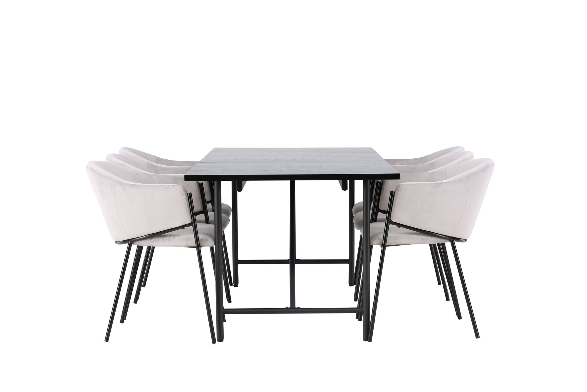 Venture Home Astrid spisebord 200*75 - Matte black / Matte black MDF with veneer +Evelina Spisebordsstol - Black / Light grey Velvet _6